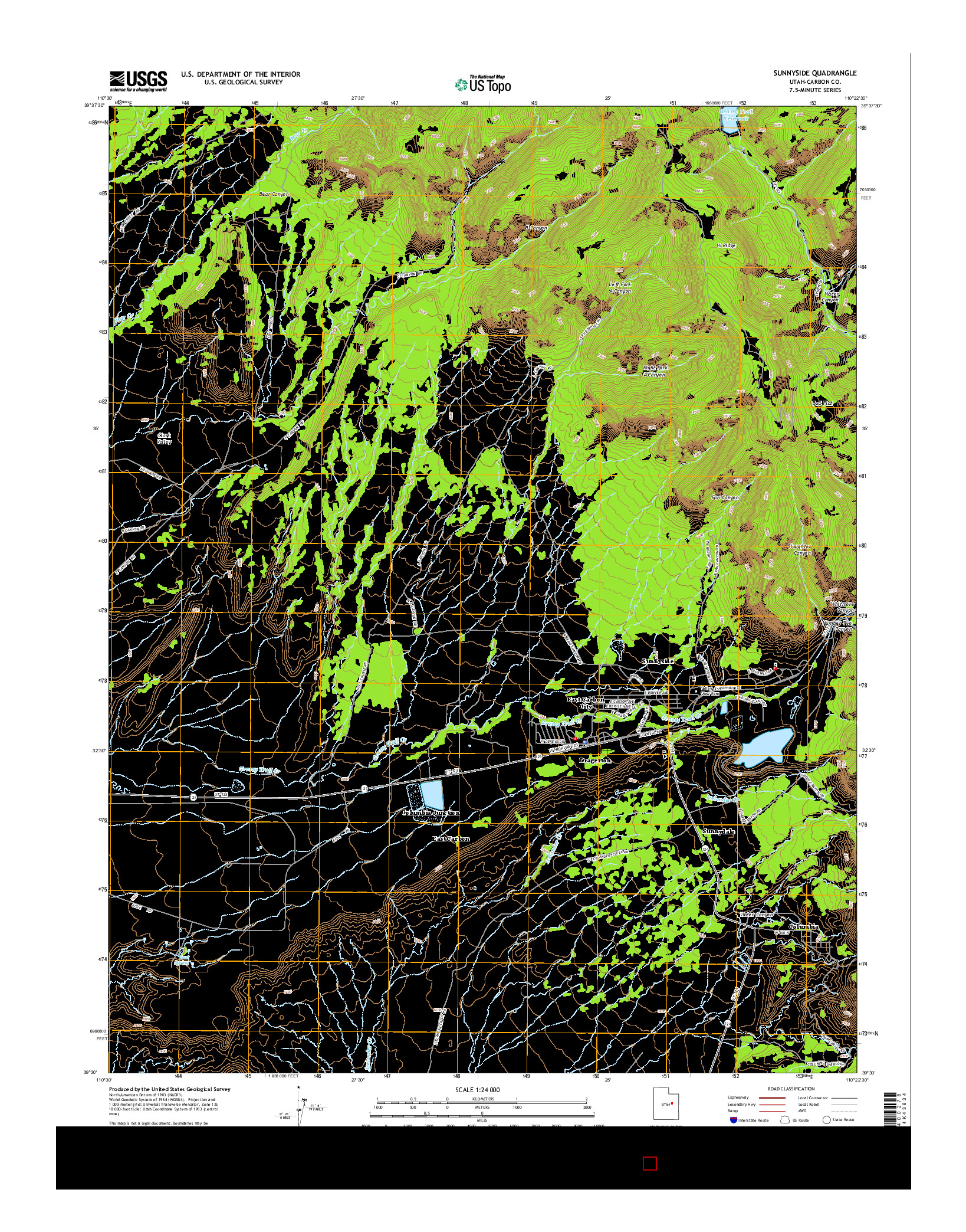 USGS US TOPO 7.5-MINUTE MAP FOR SUNNYSIDE, UT 2014