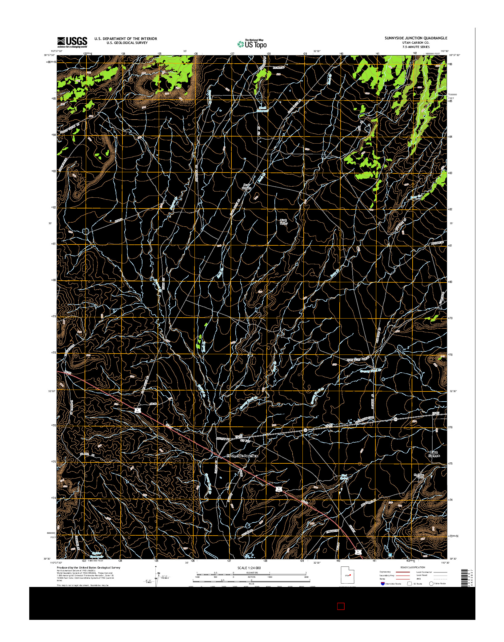 USGS US TOPO 7.5-MINUTE MAP FOR SUNNYSIDE JUNCTION, UT 2014