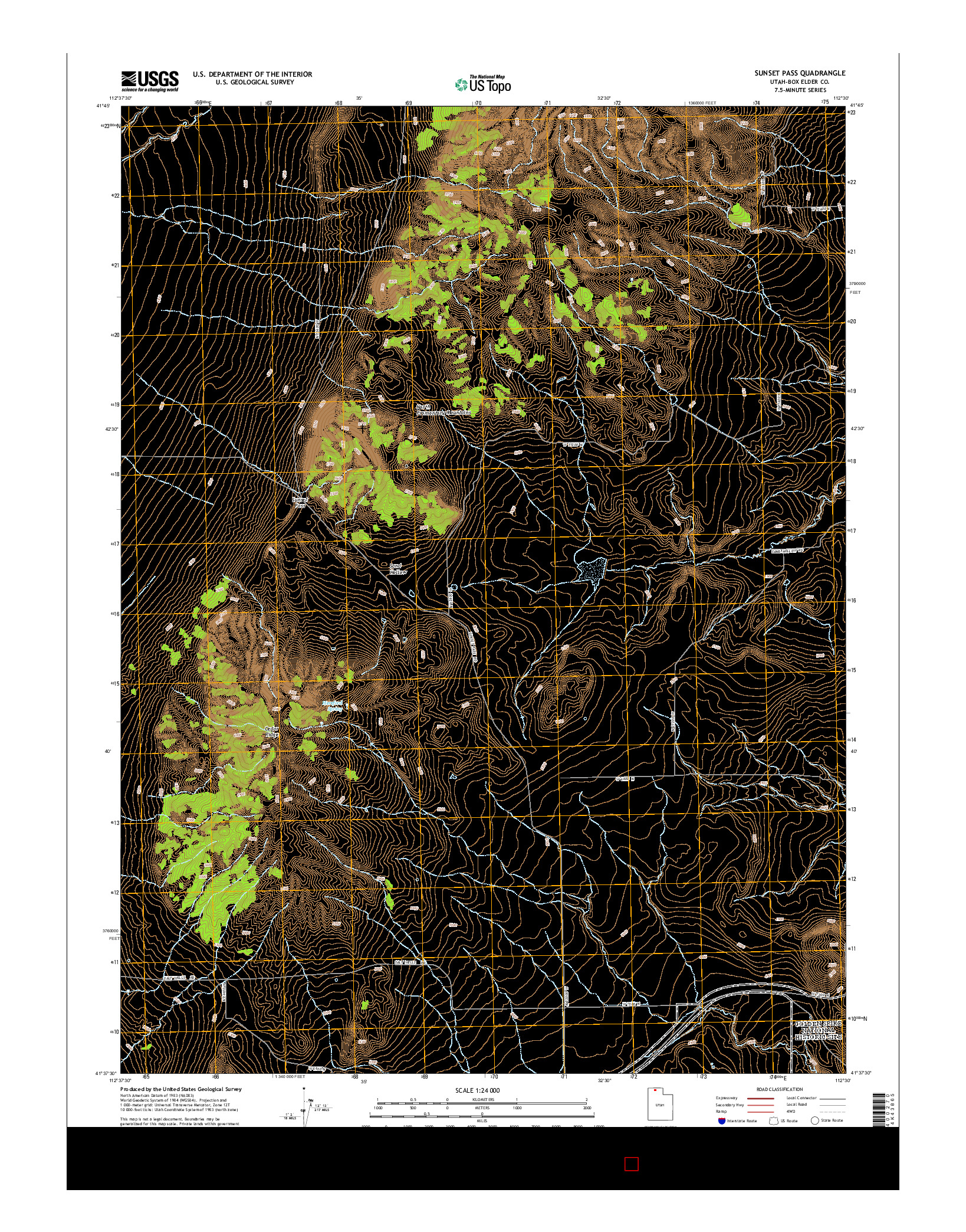 USGS US TOPO 7.5-MINUTE MAP FOR SUNSET PASS, UT 2014