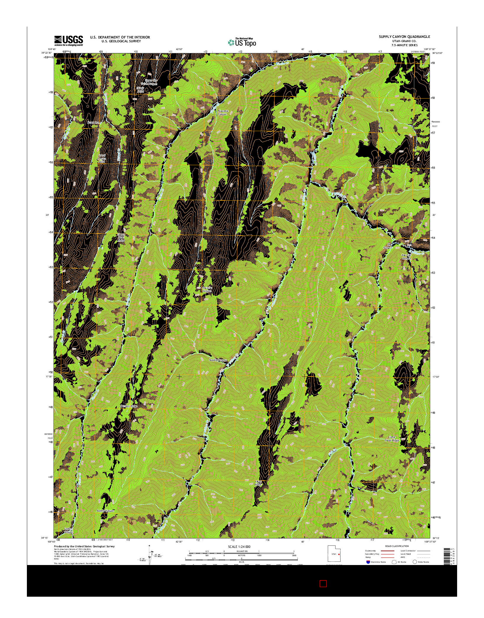 USGS US TOPO 7.5-MINUTE MAP FOR SUPPLY CANYON, UT 2014