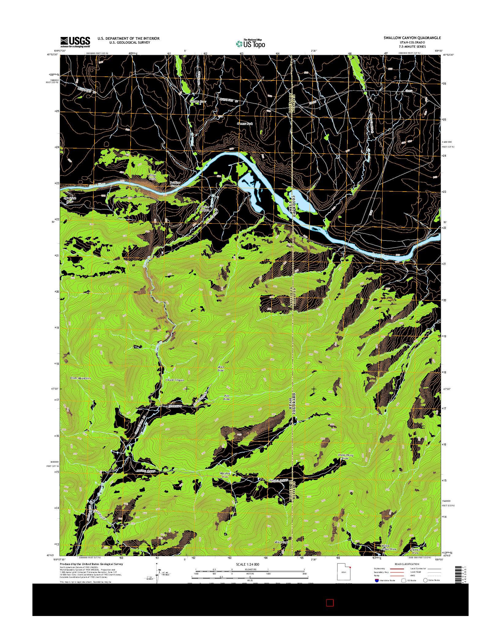 USGS US TOPO 7.5-MINUTE MAP FOR SWALLOW CANYON, UT-CO 2014