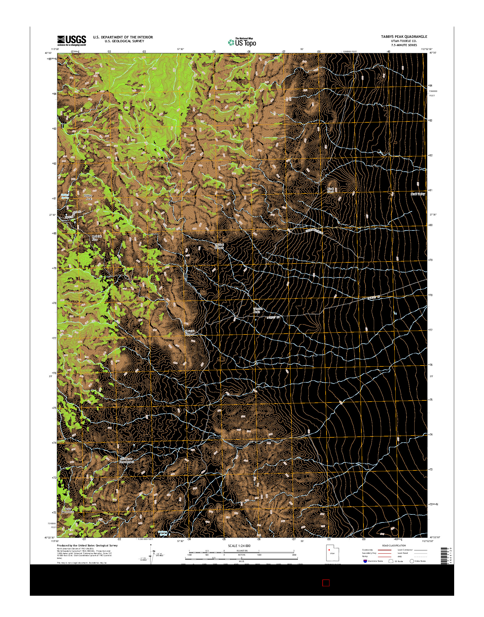 USGS US TOPO 7.5-MINUTE MAP FOR TABBYS PEAK, UT 2014