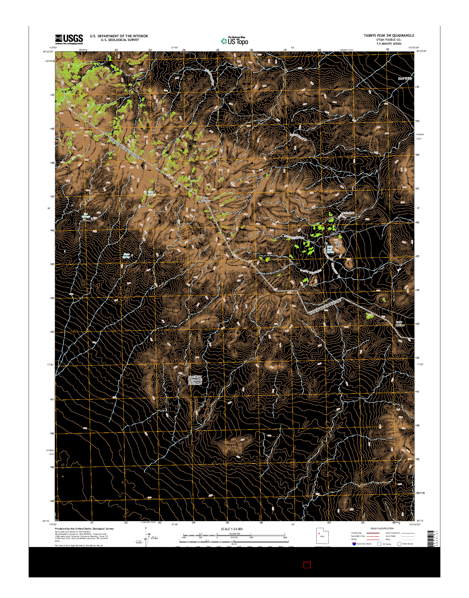 USGS US TOPO 7.5-MINUTE MAP FOR TABBYS PEAK SW, UT 2014