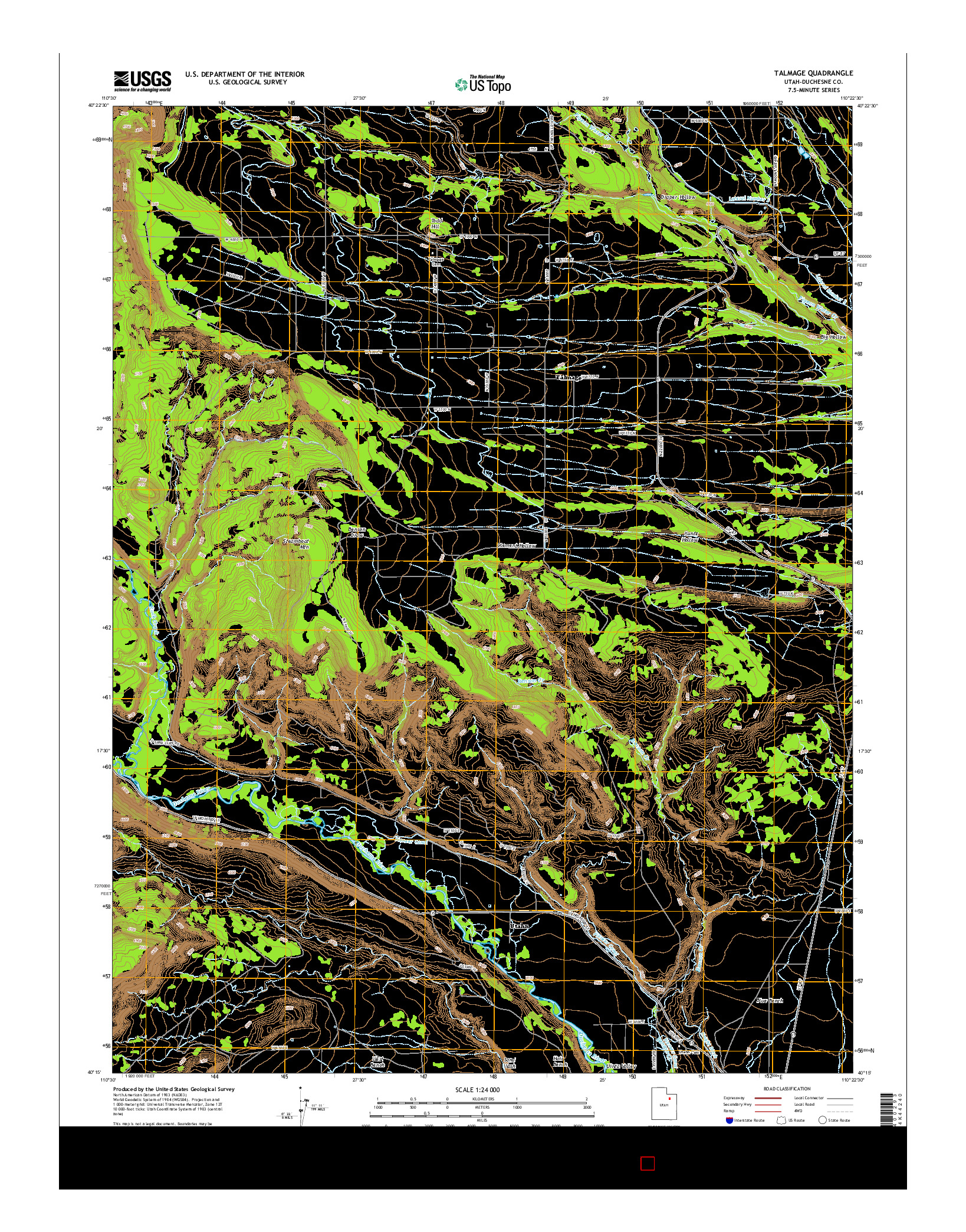 USGS US TOPO 7.5-MINUTE MAP FOR TALMAGE, UT 2014