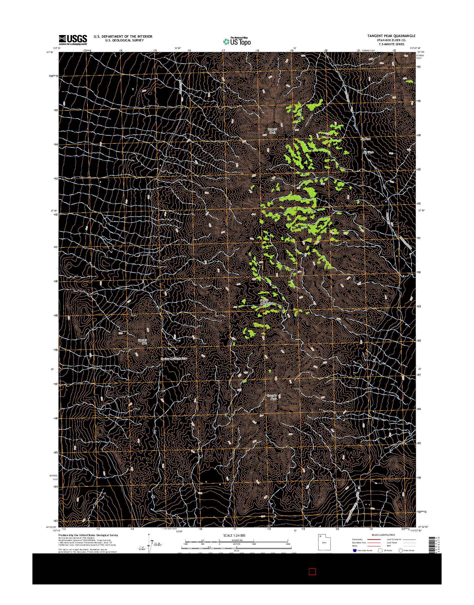 USGS US TOPO 7.5-MINUTE MAP FOR TANGENT PEAK, UT 2014