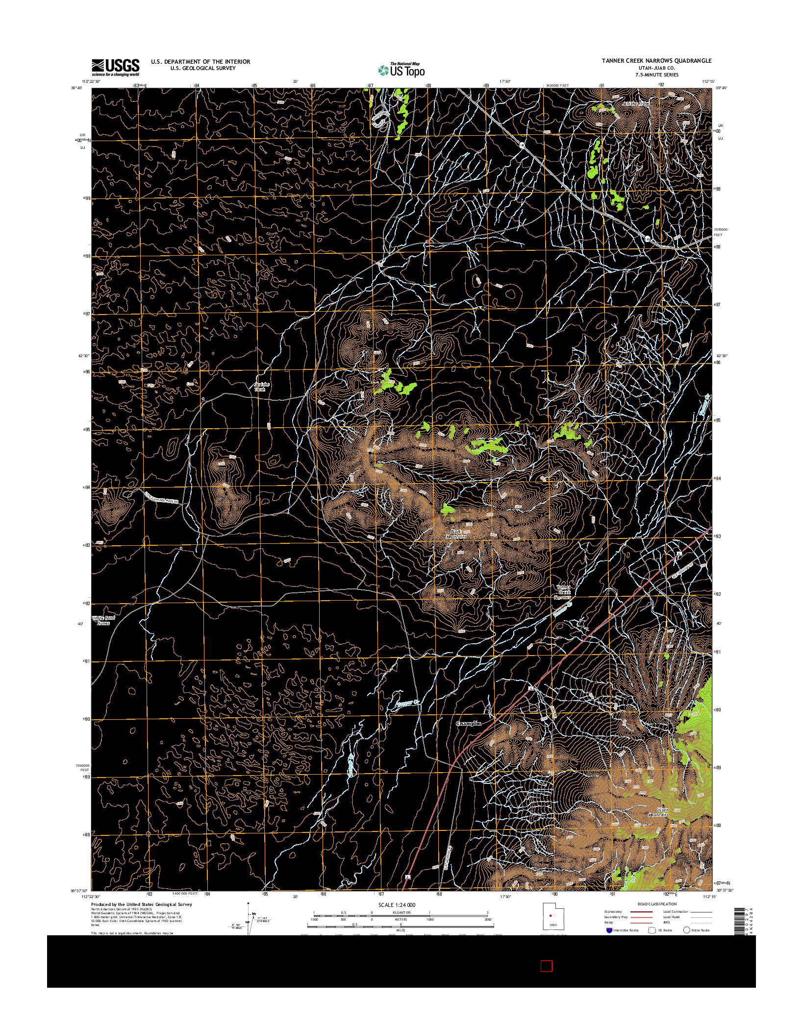 USGS US TOPO 7.5-MINUTE MAP FOR TANNER CREEK NARROWS, UT 2014