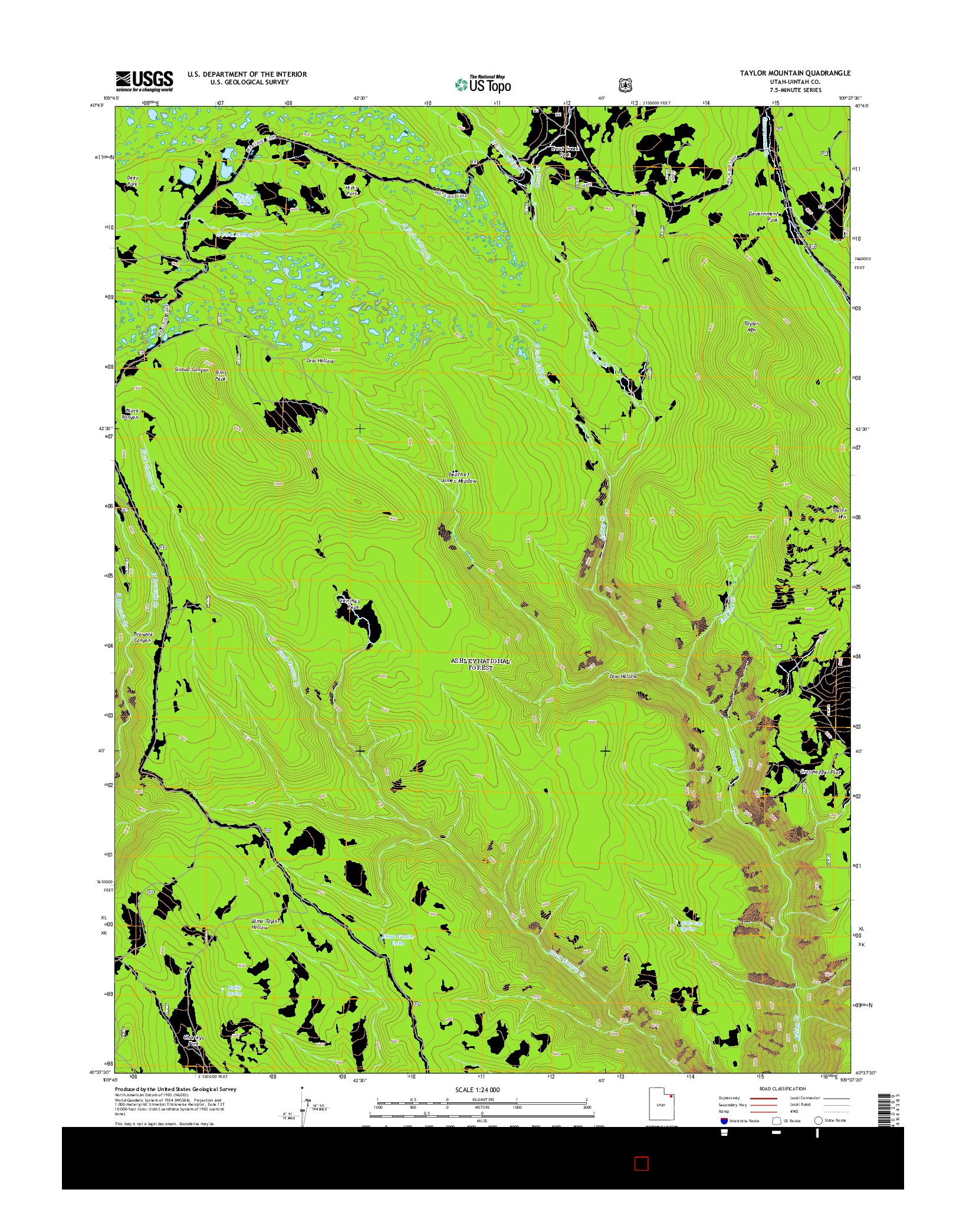 USGS US TOPO 7.5-MINUTE MAP FOR TAYLOR MOUNTAIN, UT 2014