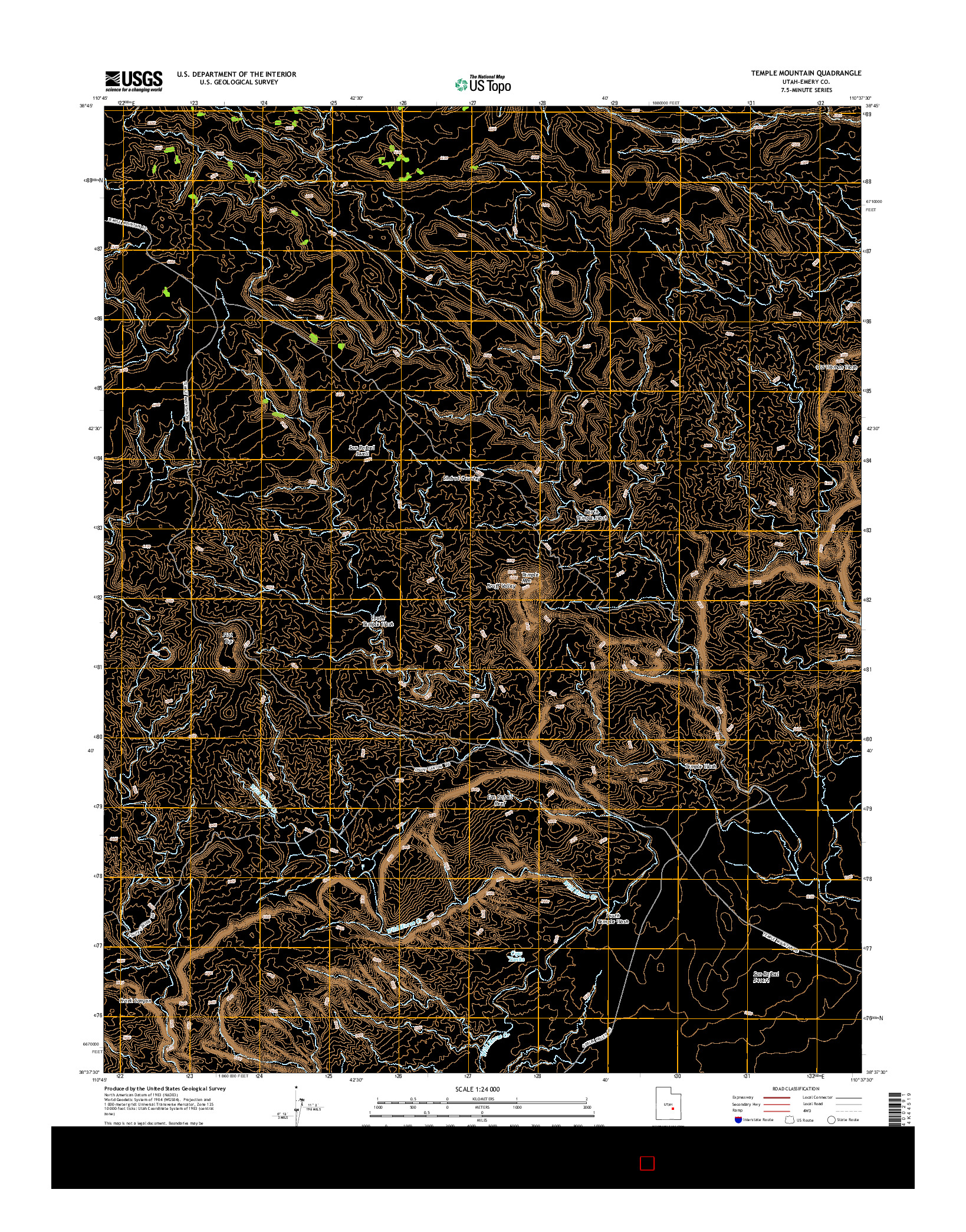 USGS US TOPO 7.5-MINUTE MAP FOR TEMPLE MOUNTAIN, UT 2014