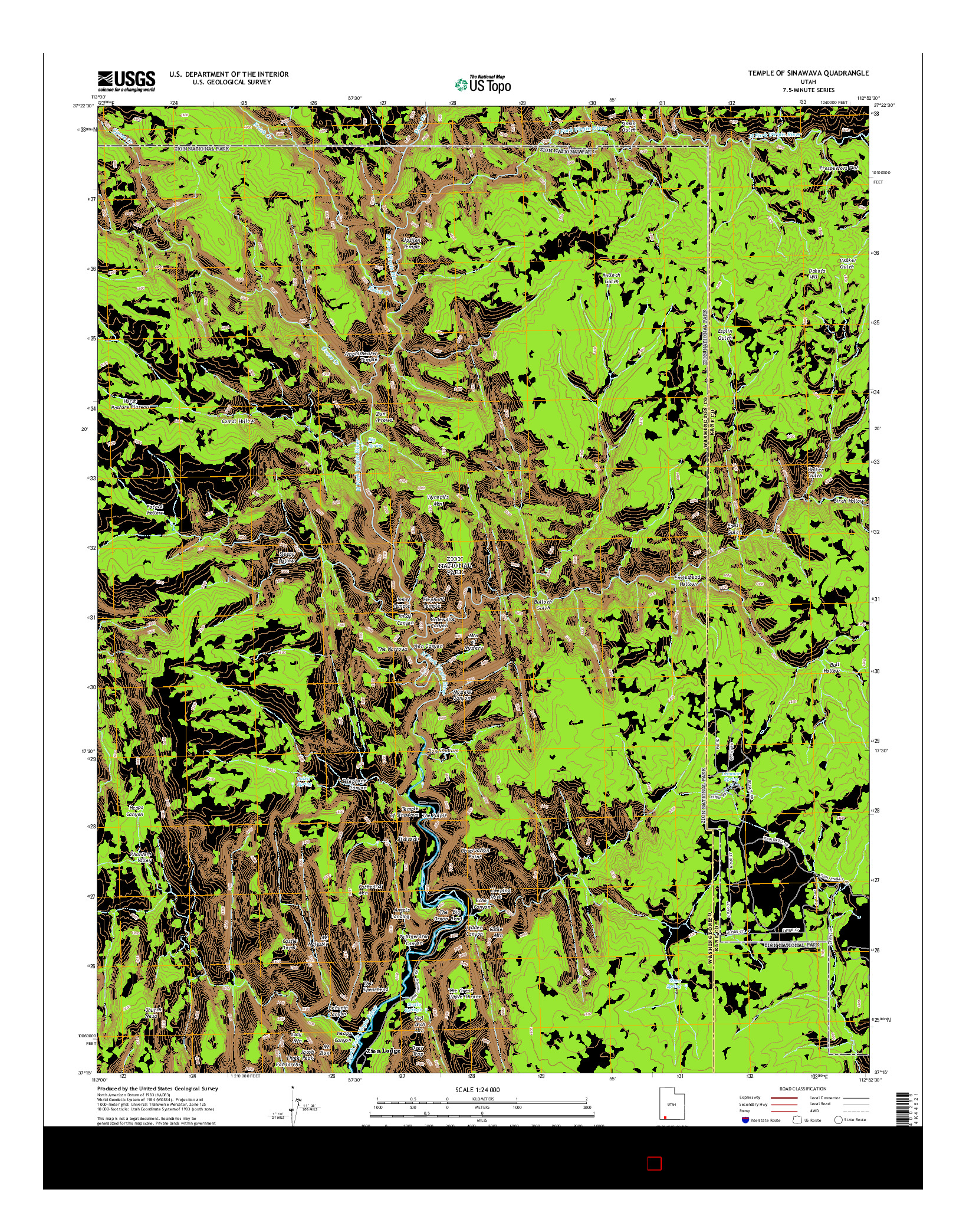 USGS US TOPO 7.5-MINUTE MAP FOR TEMPLE OF SINAWAVA, UT 2014