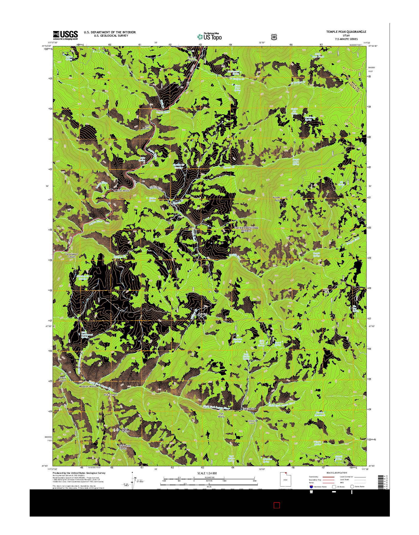 USGS US TOPO 7.5-MINUTE MAP FOR TEMPLE PEAK, UT 2014