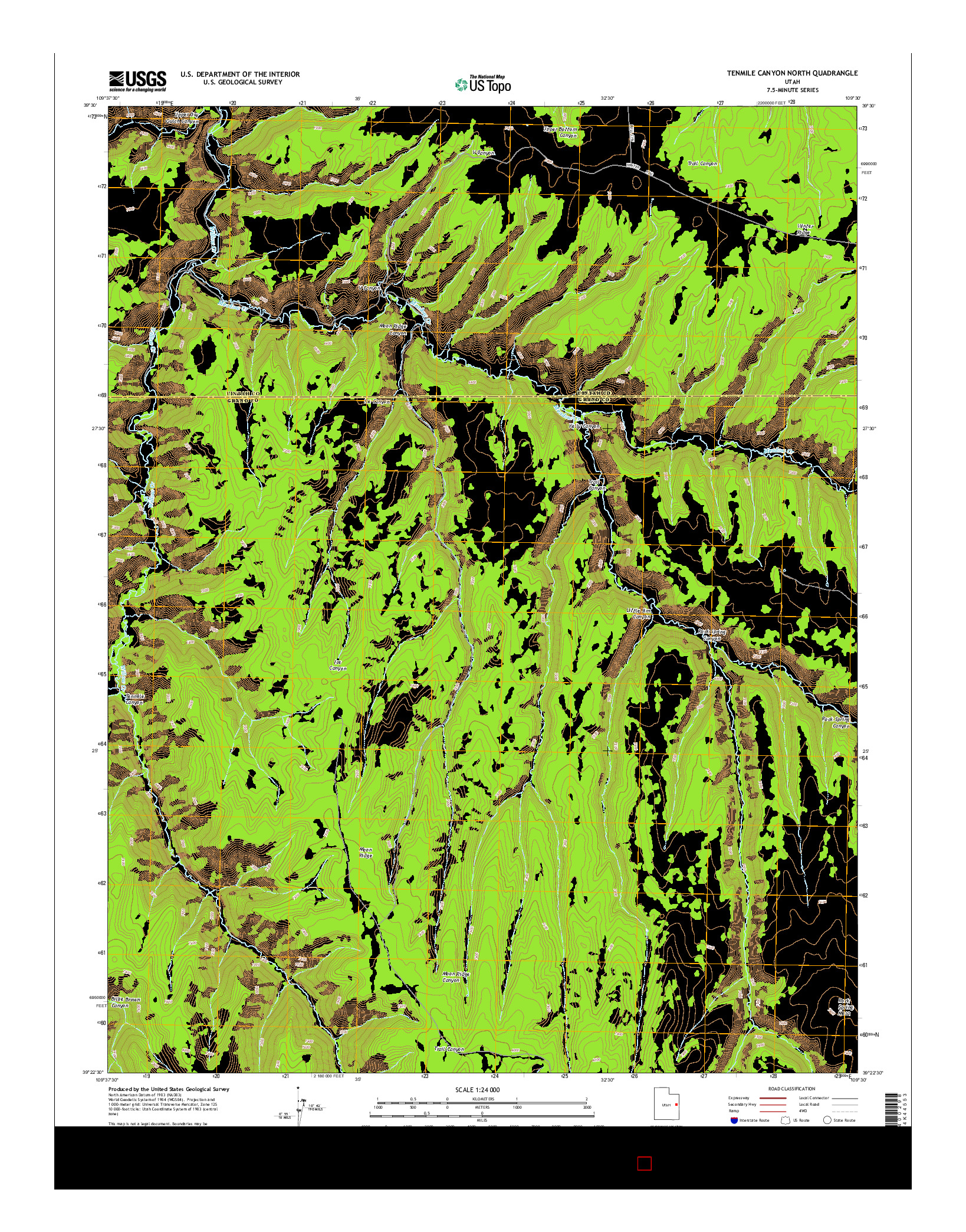 USGS US TOPO 7.5-MINUTE MAP FOR TENMILE CANYON NORTH, UT 2014