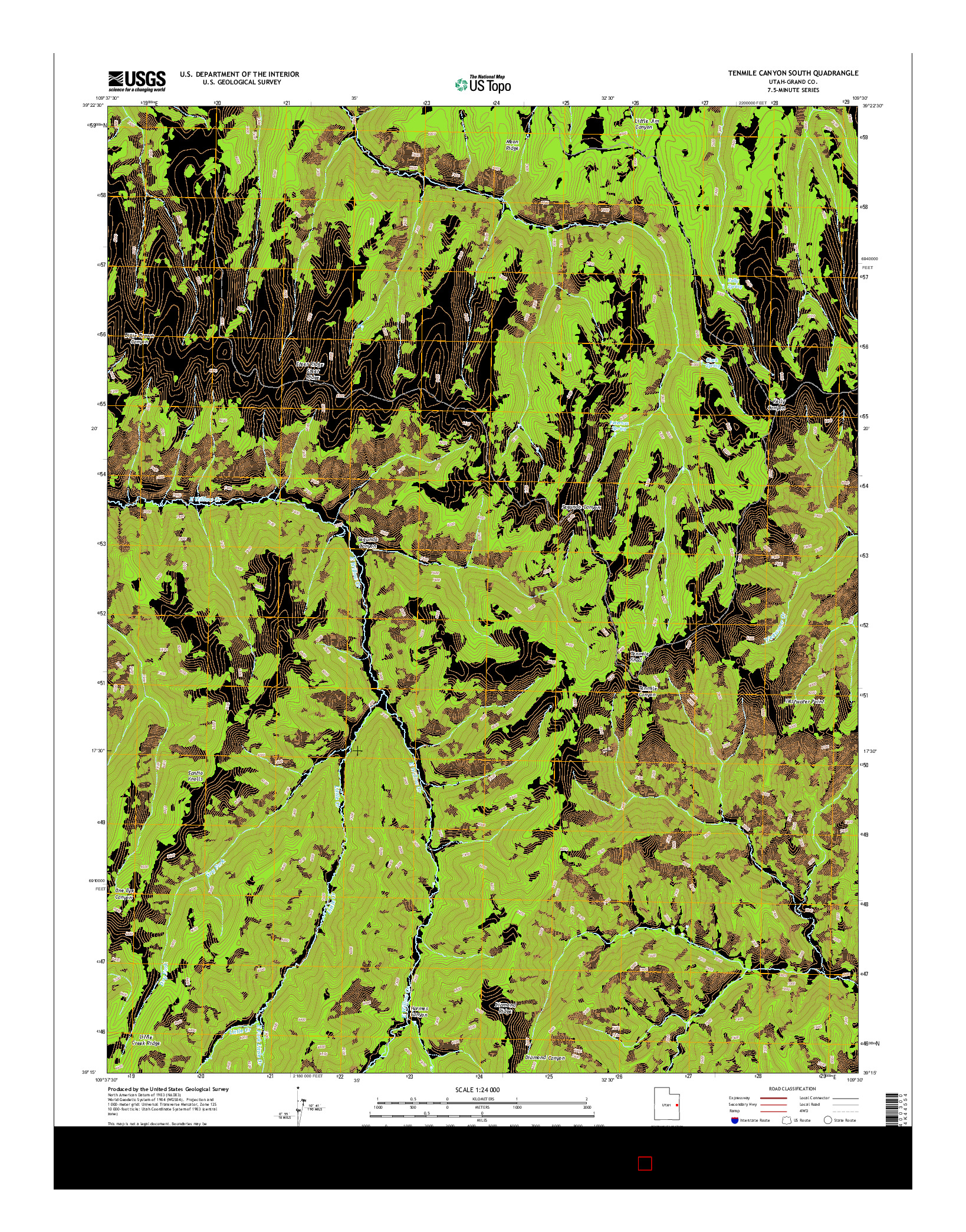 USGS US TOPO 7.5-MINUTE MAP FOR TENMILE CANYON SOUTH, UT 2014