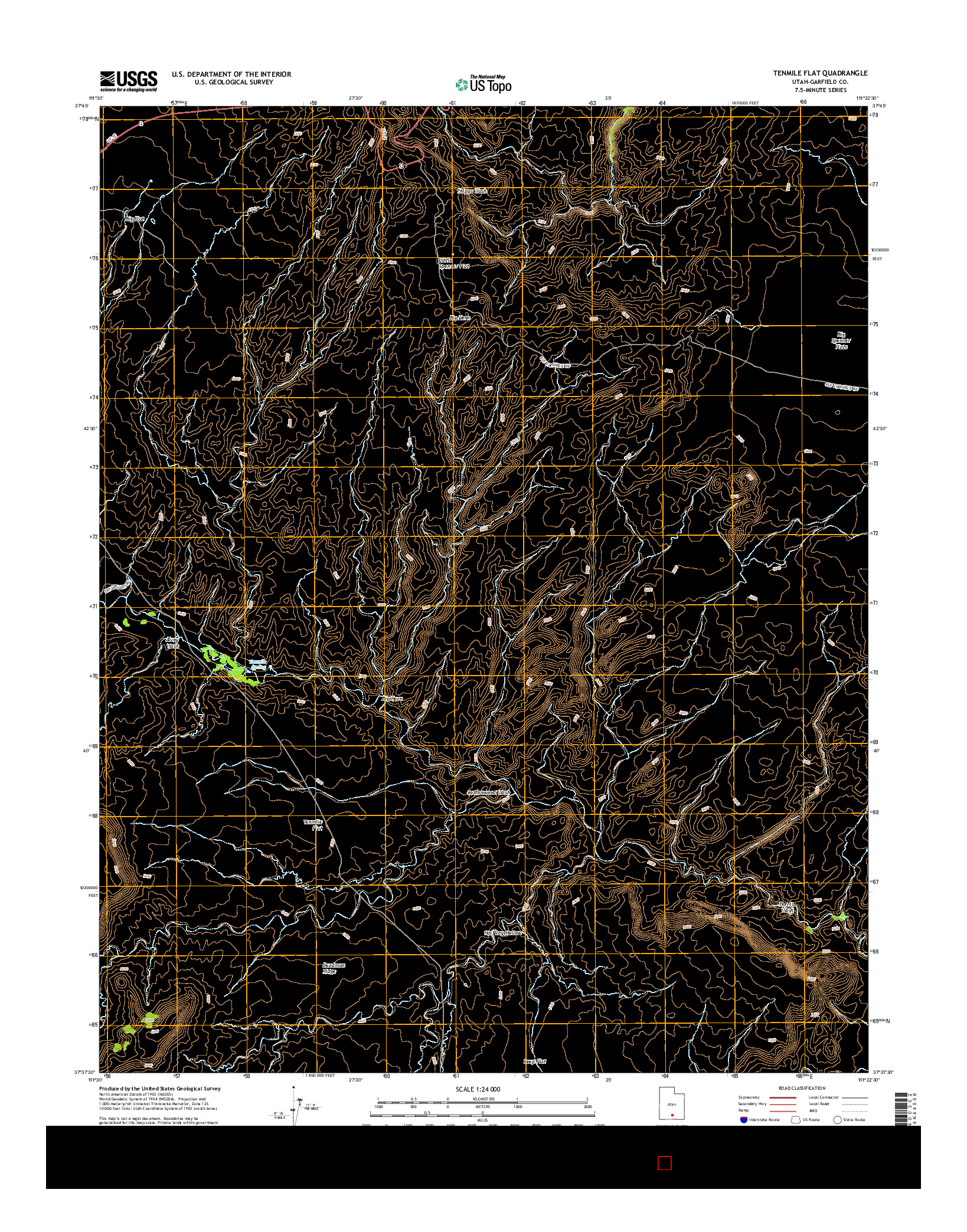 USGS US TOPO 7.5-MINUTE MAP FOR TENMILE FLAT, UT 2014