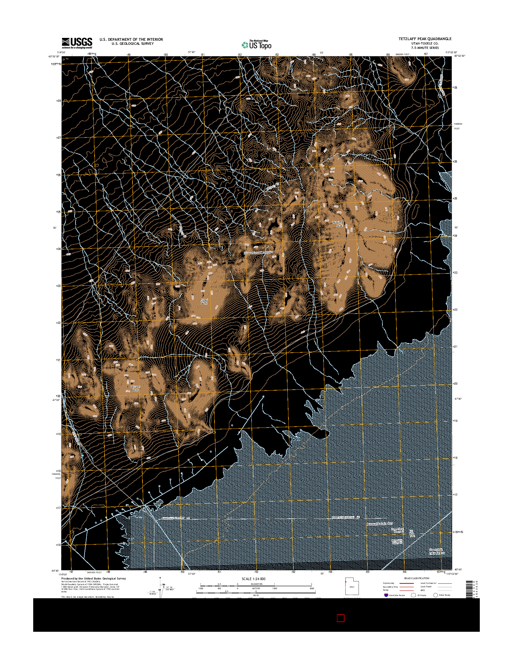 USGS US TOPO 7.5-MINUTE MAP FOR TETZLAFF PEAK, UT 2014