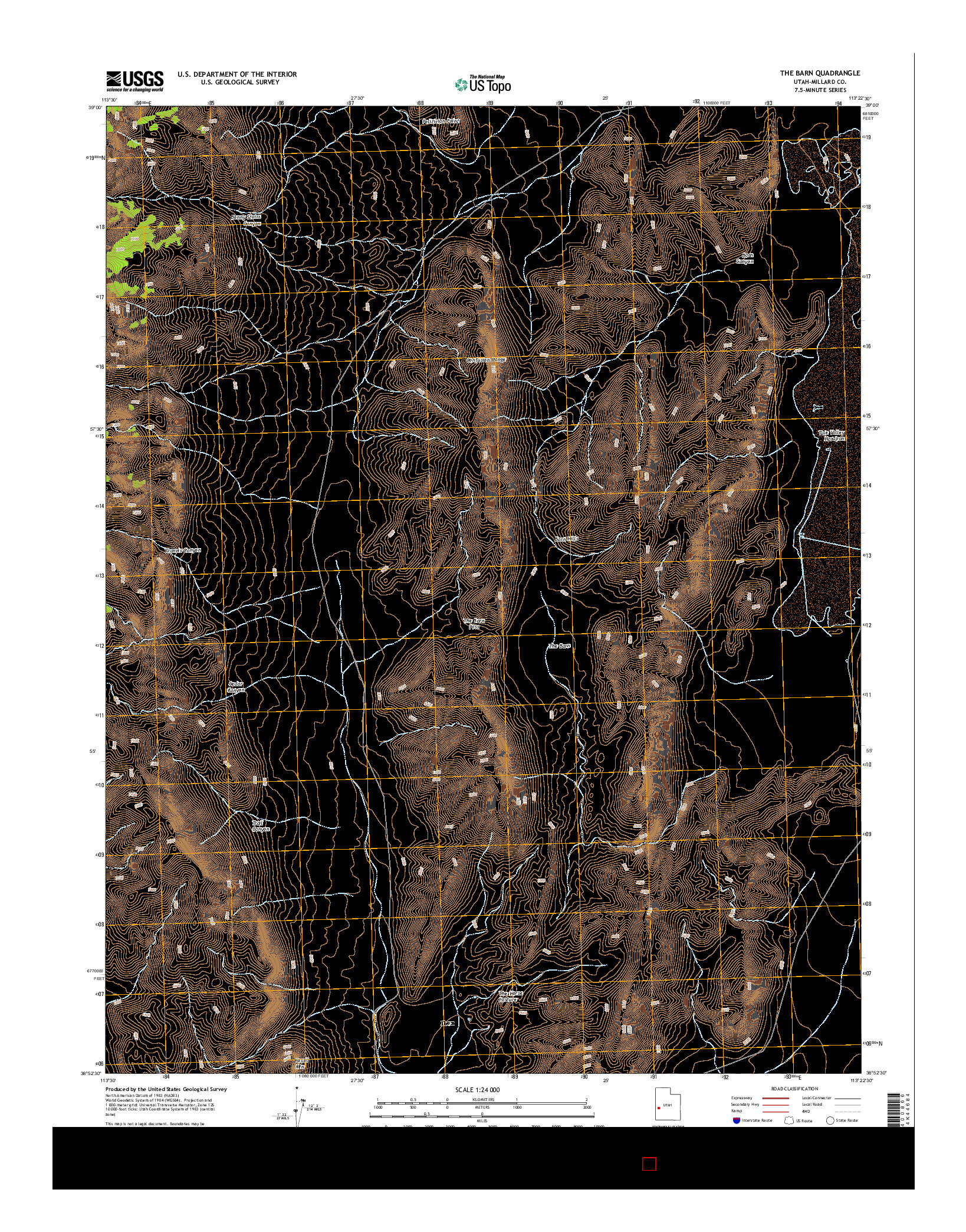 USGS US TOPO 7.5-MINUTE MAP FOR THE BARN, UT 2014