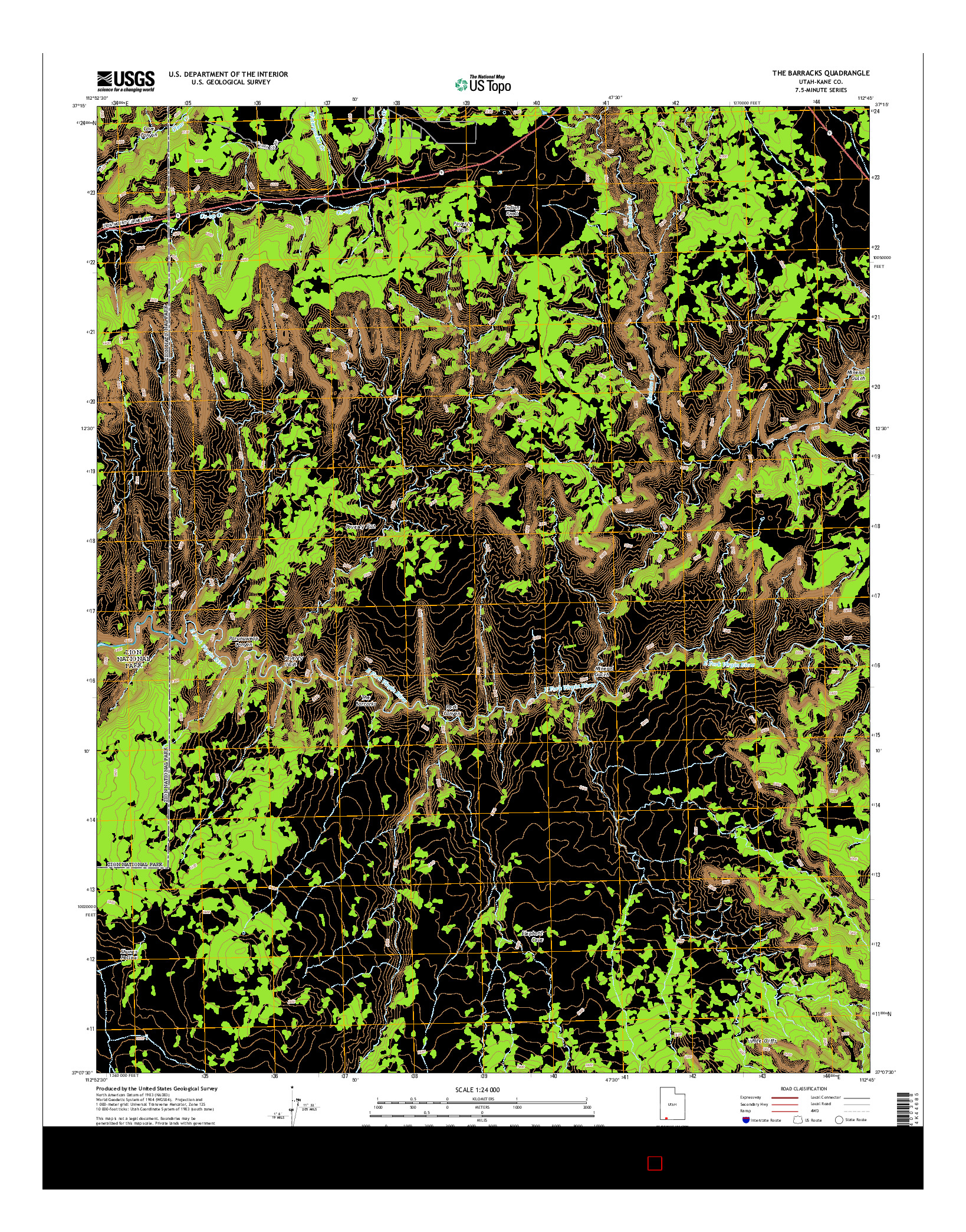 USGS US TOPO 7.5-MINUTE MAP FOR THE BARRACKS, UT 2014