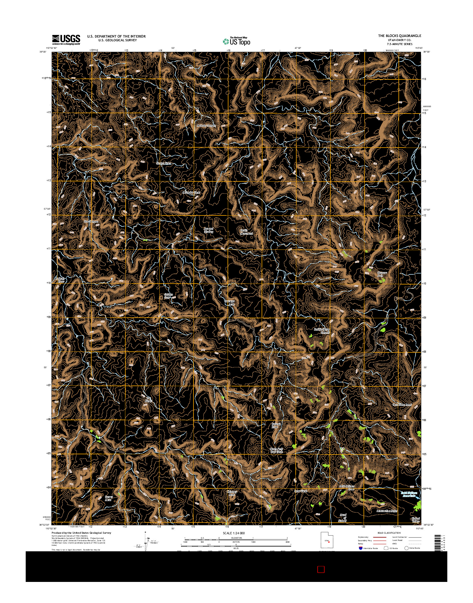 USGS US TOPO 7.5-MINUTE MAP FOR THE BLOCKS, UT 2014