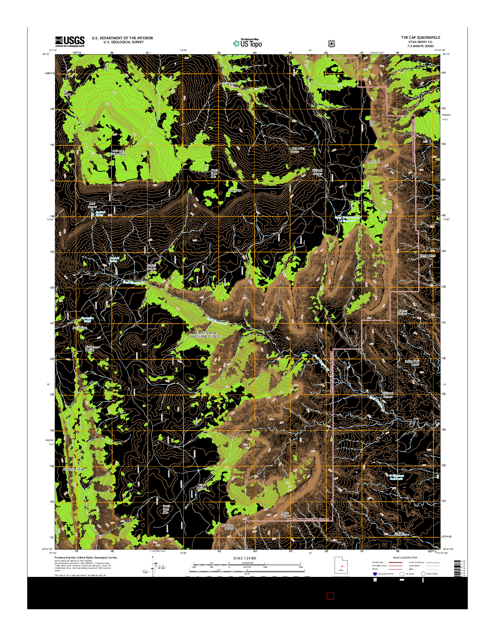 USGS US TOPO 7.5-MINUTE MAP FOR THE CAP, UT 2014