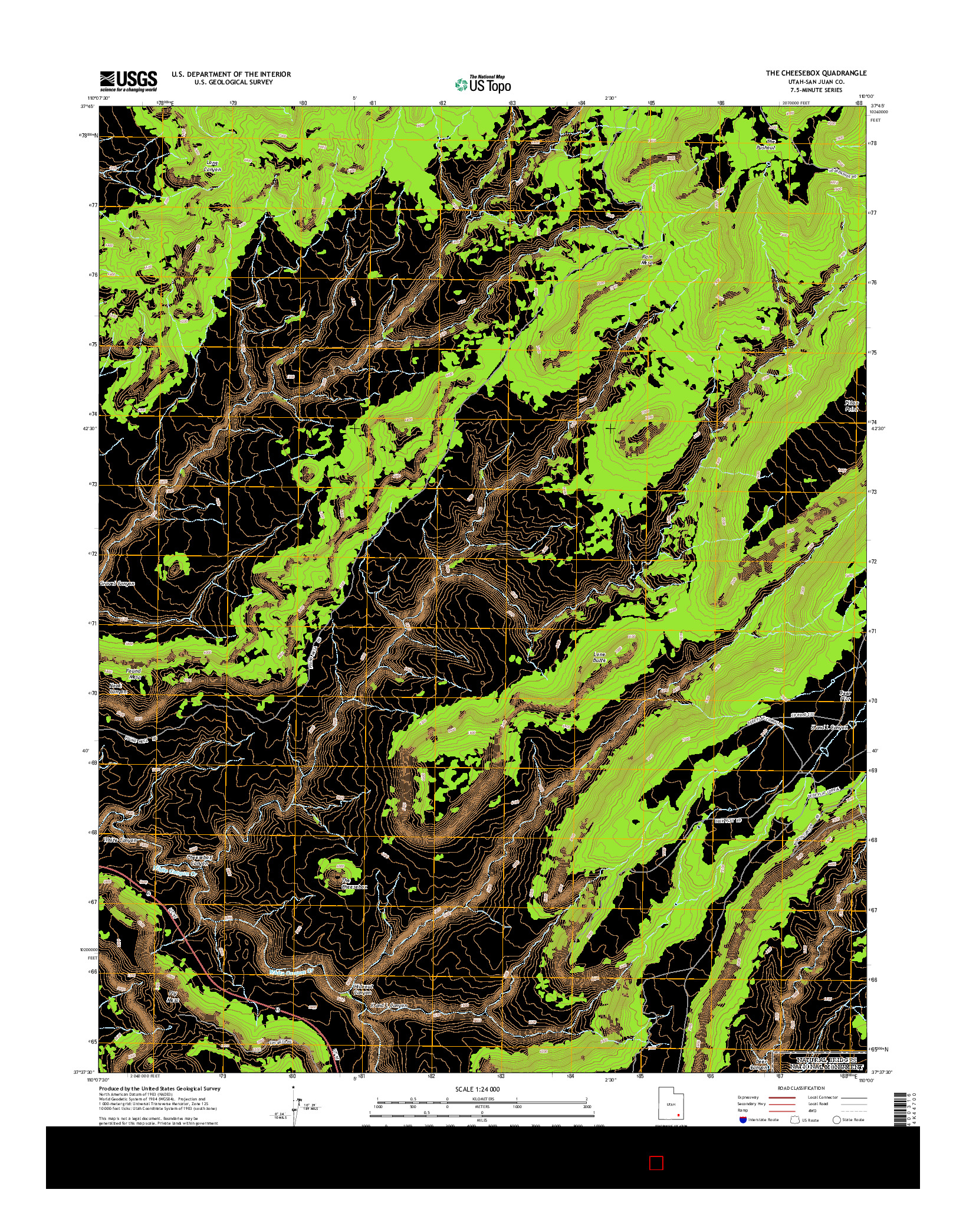 USGS US TOPO 7.5-MINUTE MAP FOR THE CHEESEBOX, UT 2014