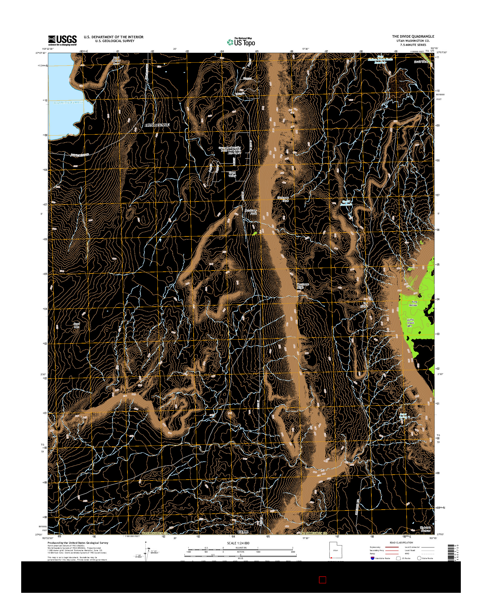 USGS US TOPO 7.5-MINUTE MAP FOR THE DIVIDE, UT 2014