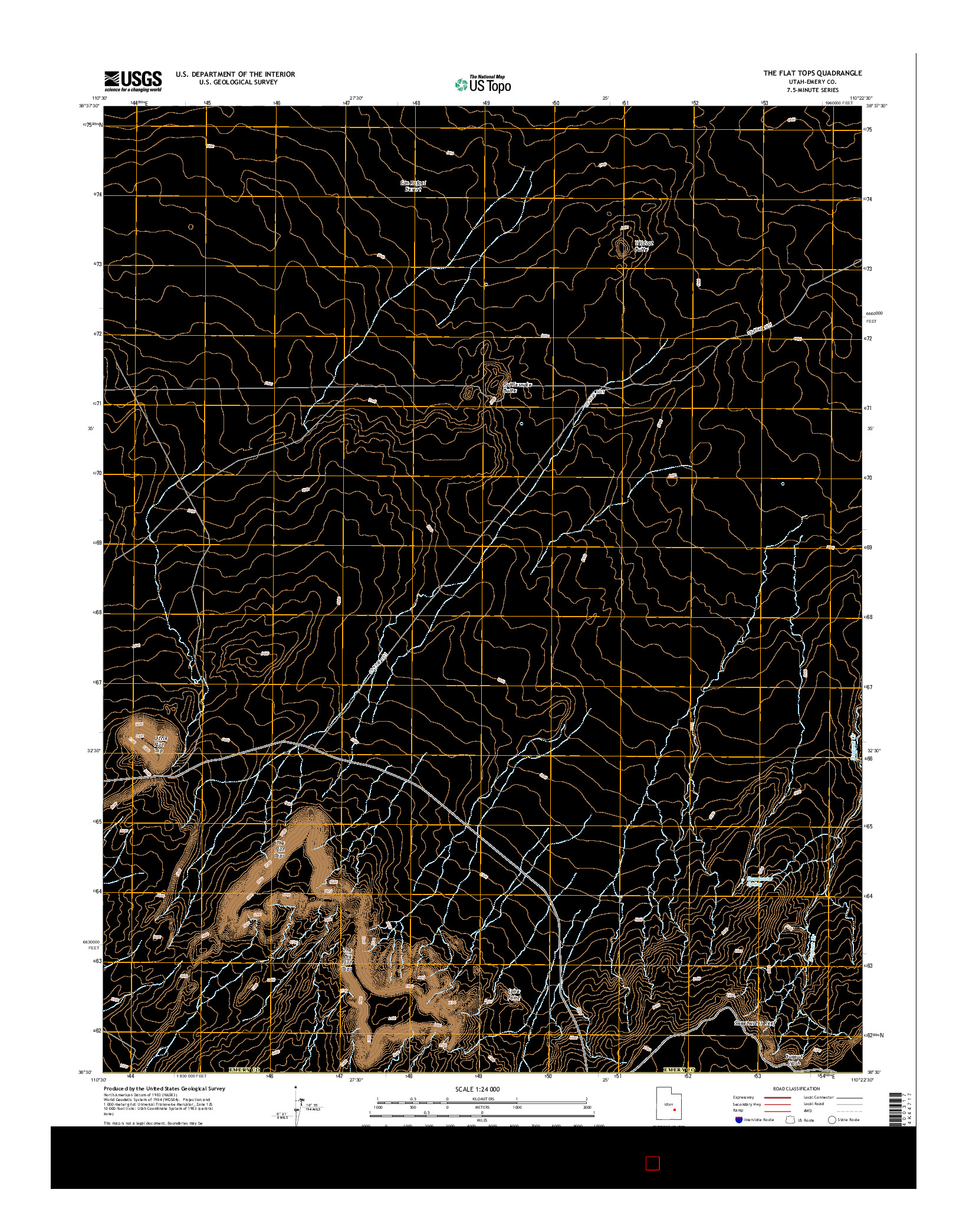 USGS US TOPO 7.5-MINUTE MAP FOR THE FLAT TOPS, UT 2014