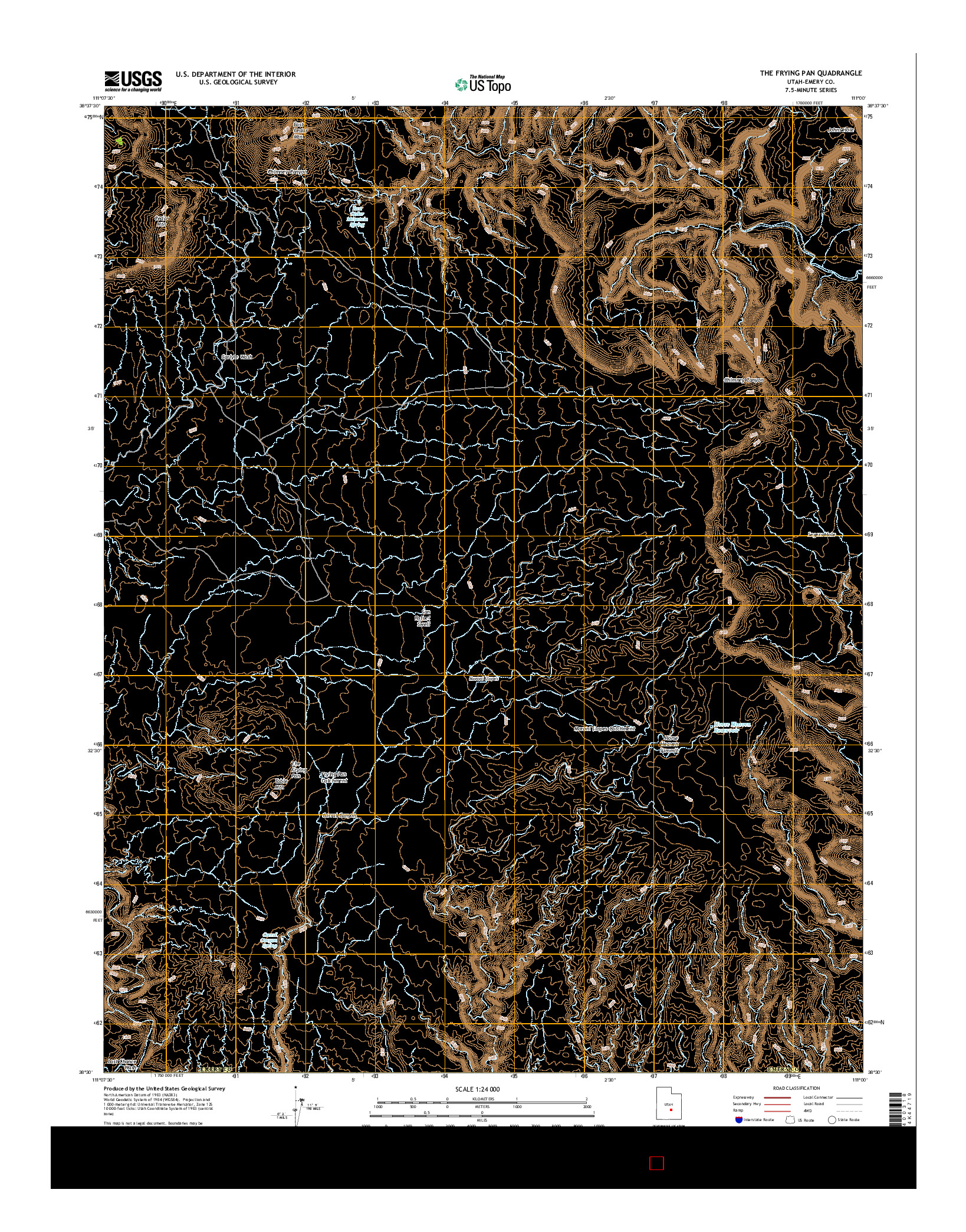 USGS US TOPO 7.5-MINUTE MAP FOR THE FRYING PAN, UT 2014