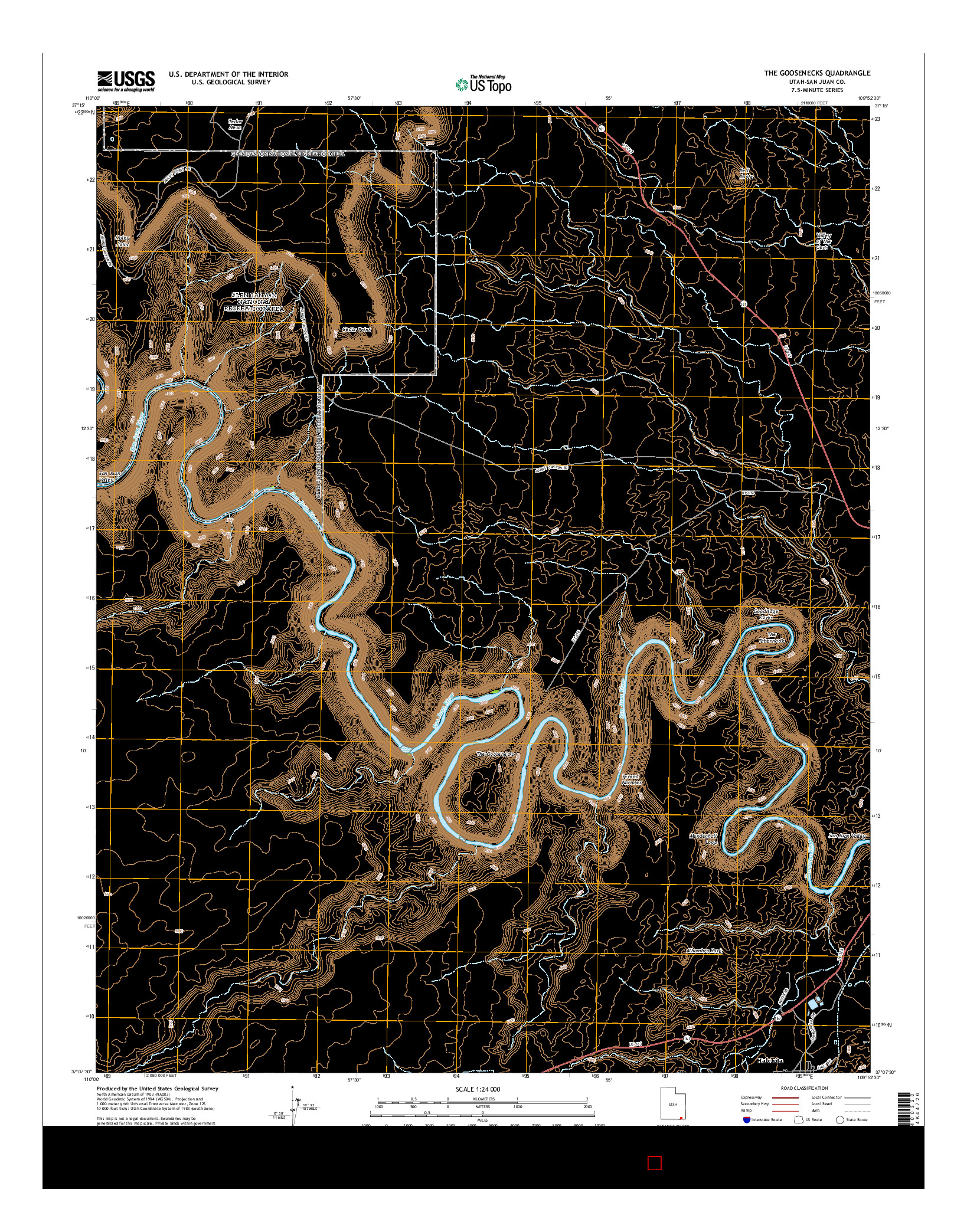 USGS US TOPO 7.5-MINUTE MAP FOR THE GOOSENECKS, UT 2014