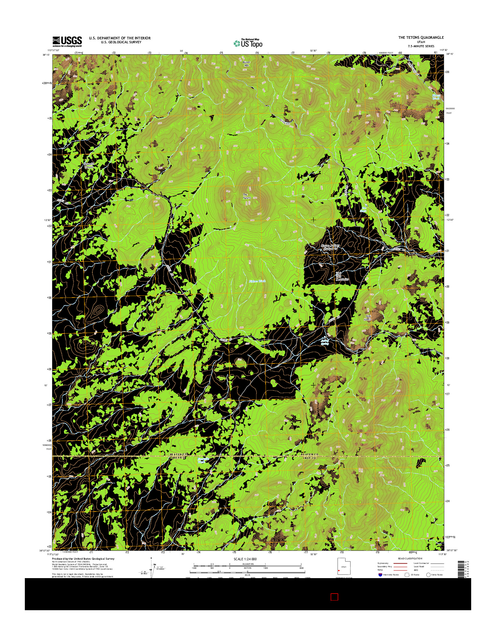 USGS US TOPO 7.5-MINUTE MAP FOR THE TETONS, UT 2014