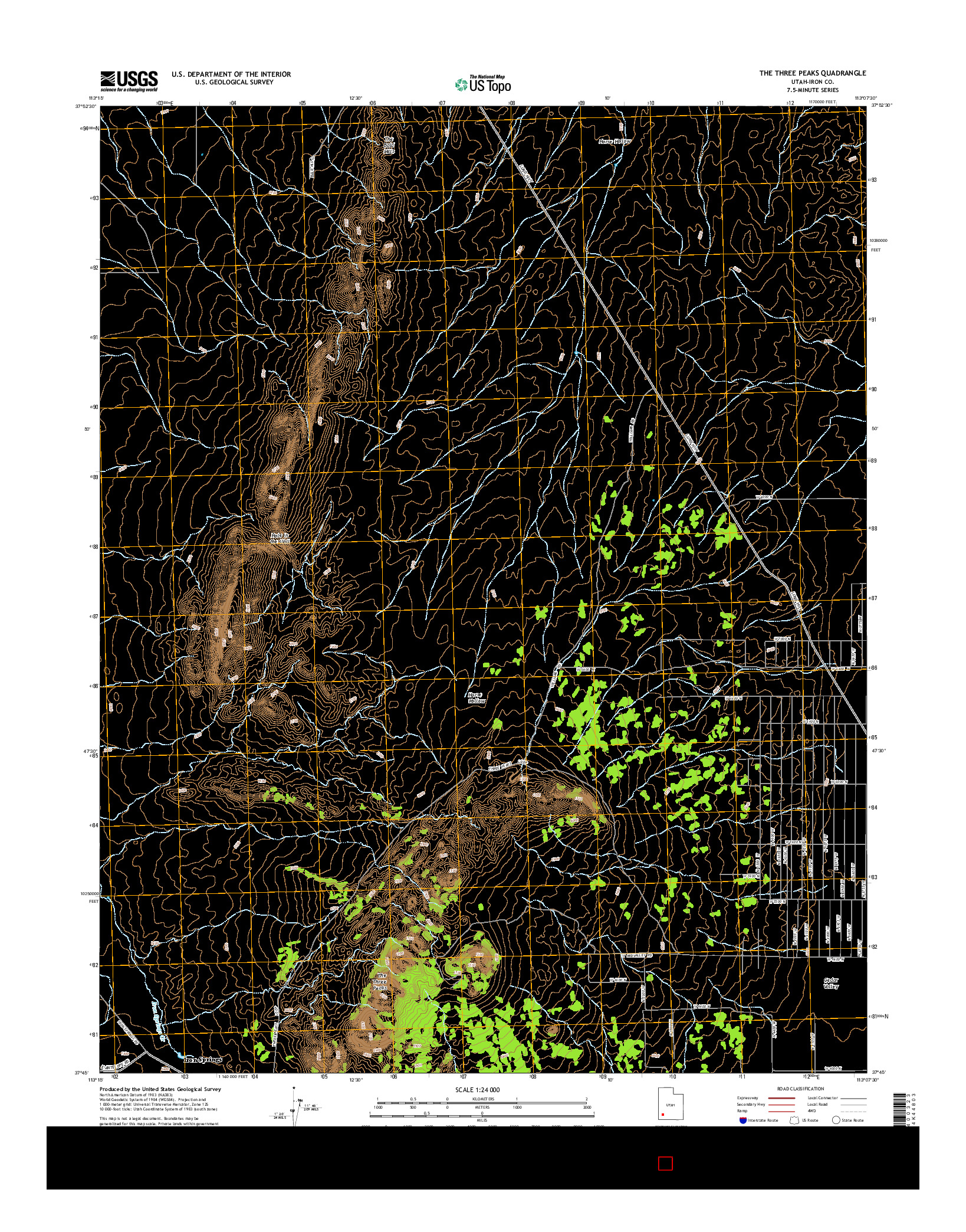 USGS US TOPO 7.5-MINUTE MAP FOR THE THREE PEAKS, UT 2014