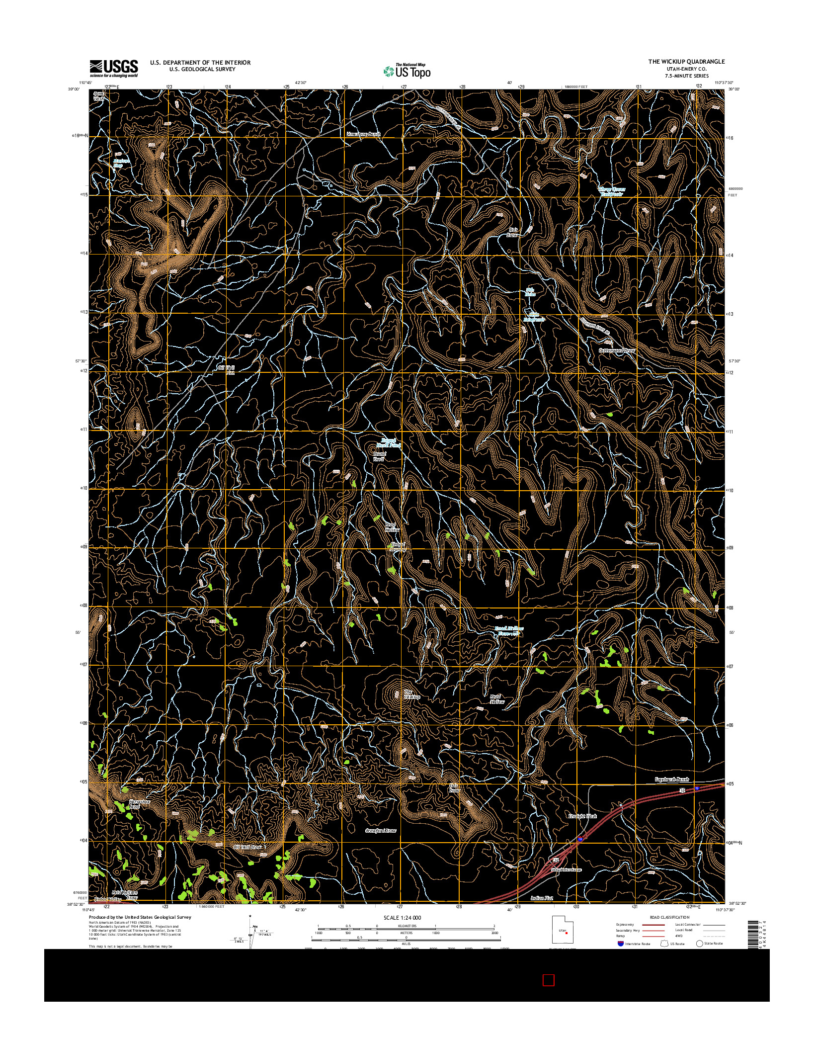 USGS US TOPO 7.5-MINUTE MAP FOR THE WICKIUP, UT 2014