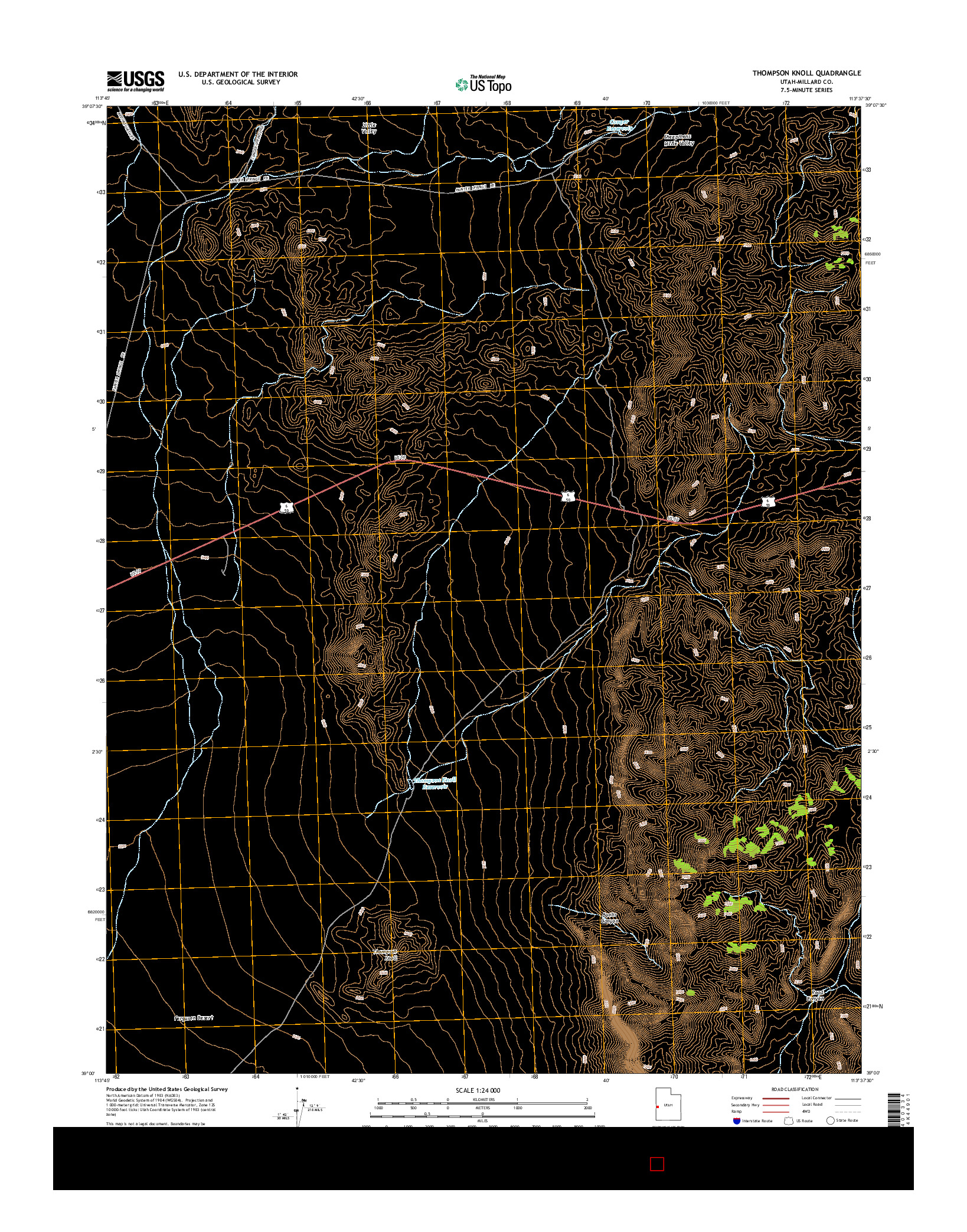 USGS US TOPO 7.5-MINUTE MAP FOR THOMPSON KNOLL, UT 2014