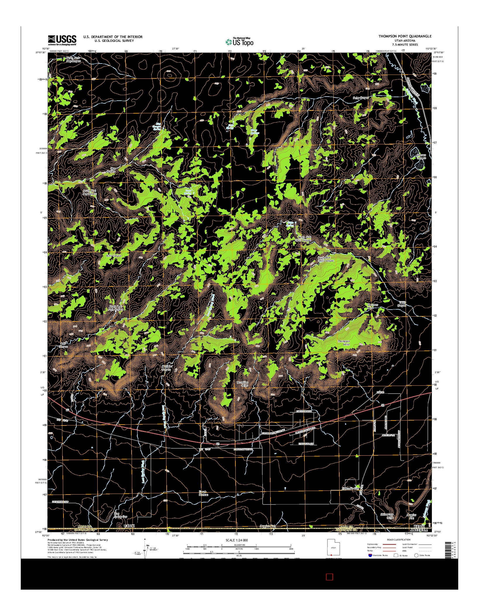 USGS US TOPO 7.5-MINUTE MAP FOR THOMPSON POINT, UT-AZ 2014