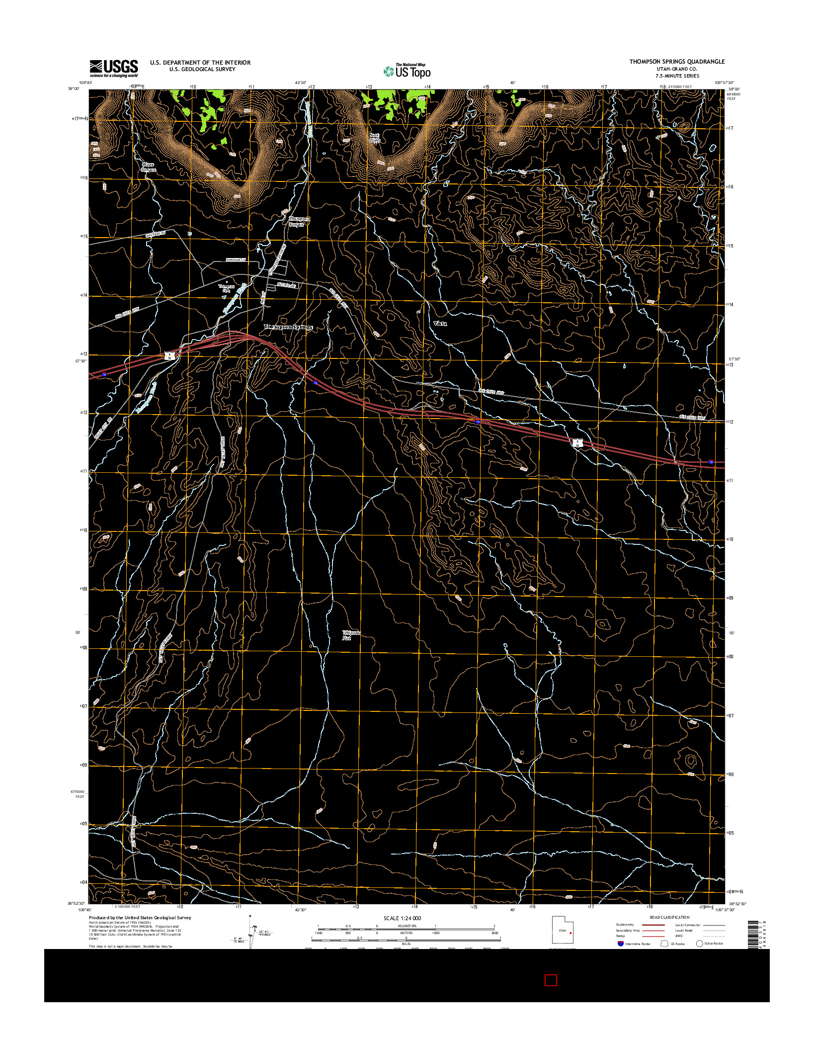 USGS US TOPO 7.5-MINUTE MAP FOR THOMPSON SPRINGS, UT 2014