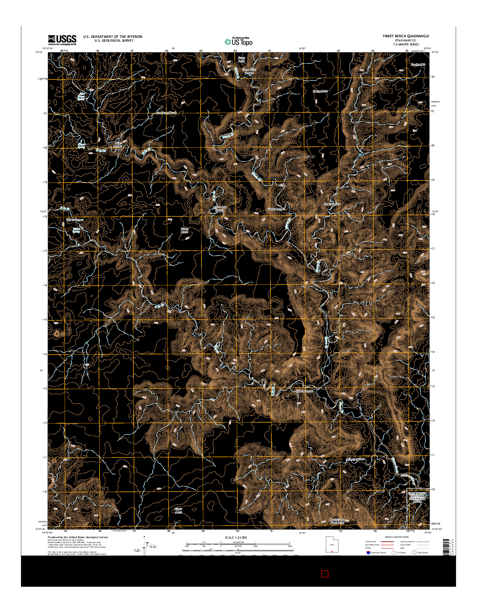 USGS US TOPO 7.5-MINUTE MAP FOR TIBBET BENCH, UT 2014