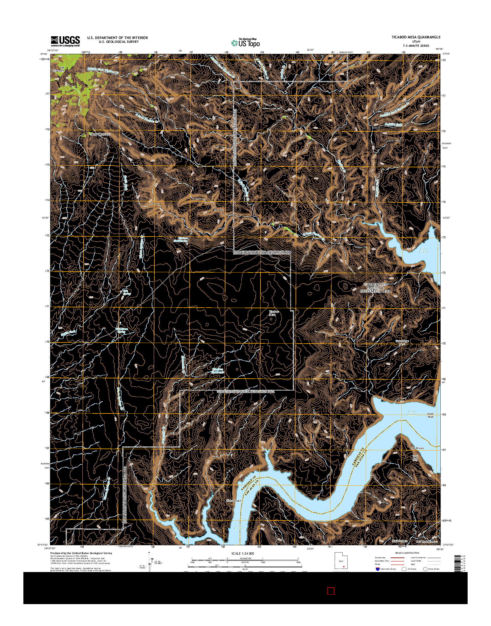 USGS US TOPO 7.5-MINUTE MAP FOR TICABOO MESA, UT 2014