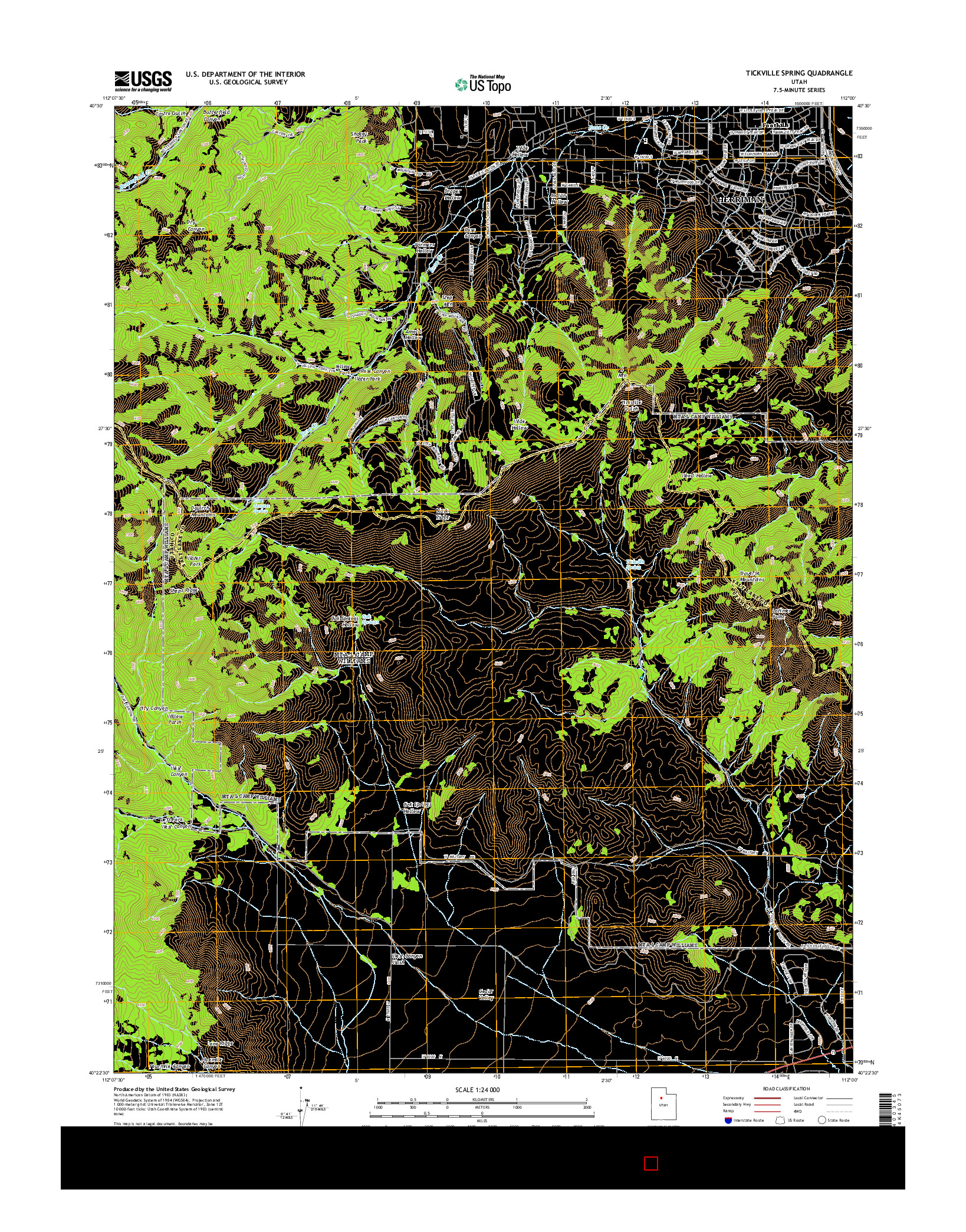 USGS US TOPO 7.5-MINUTE MAP FOR TICKVILLE SPRING, UT 2014
