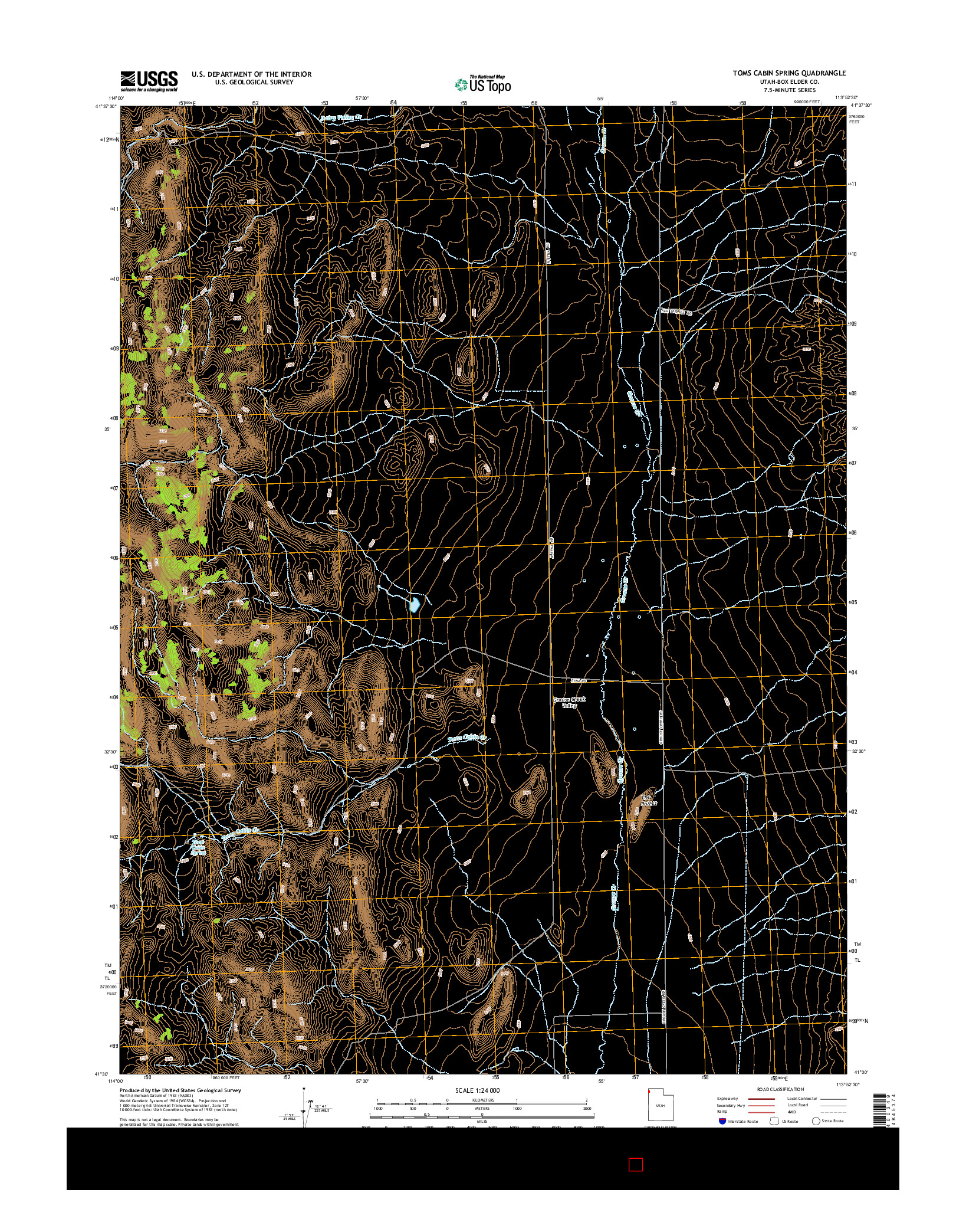 USGS US TOPO 7.5-MINUTE MAP FOR TOMS CABIN SPRING, UT 2014