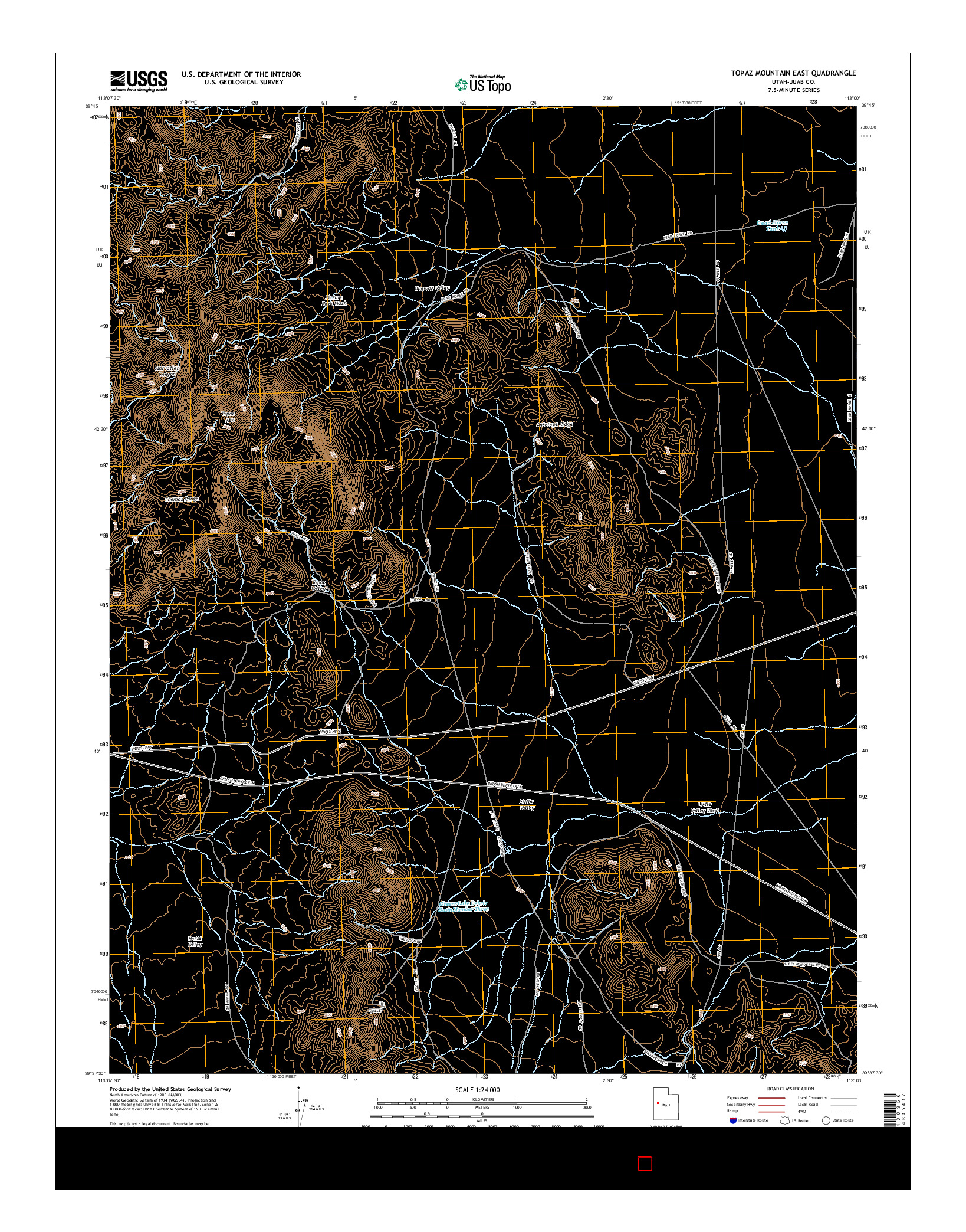 USGS US TOPO 7.5-MINUTE MAP FOR TOPAZ MOUNTAIN EAST, UT 2014