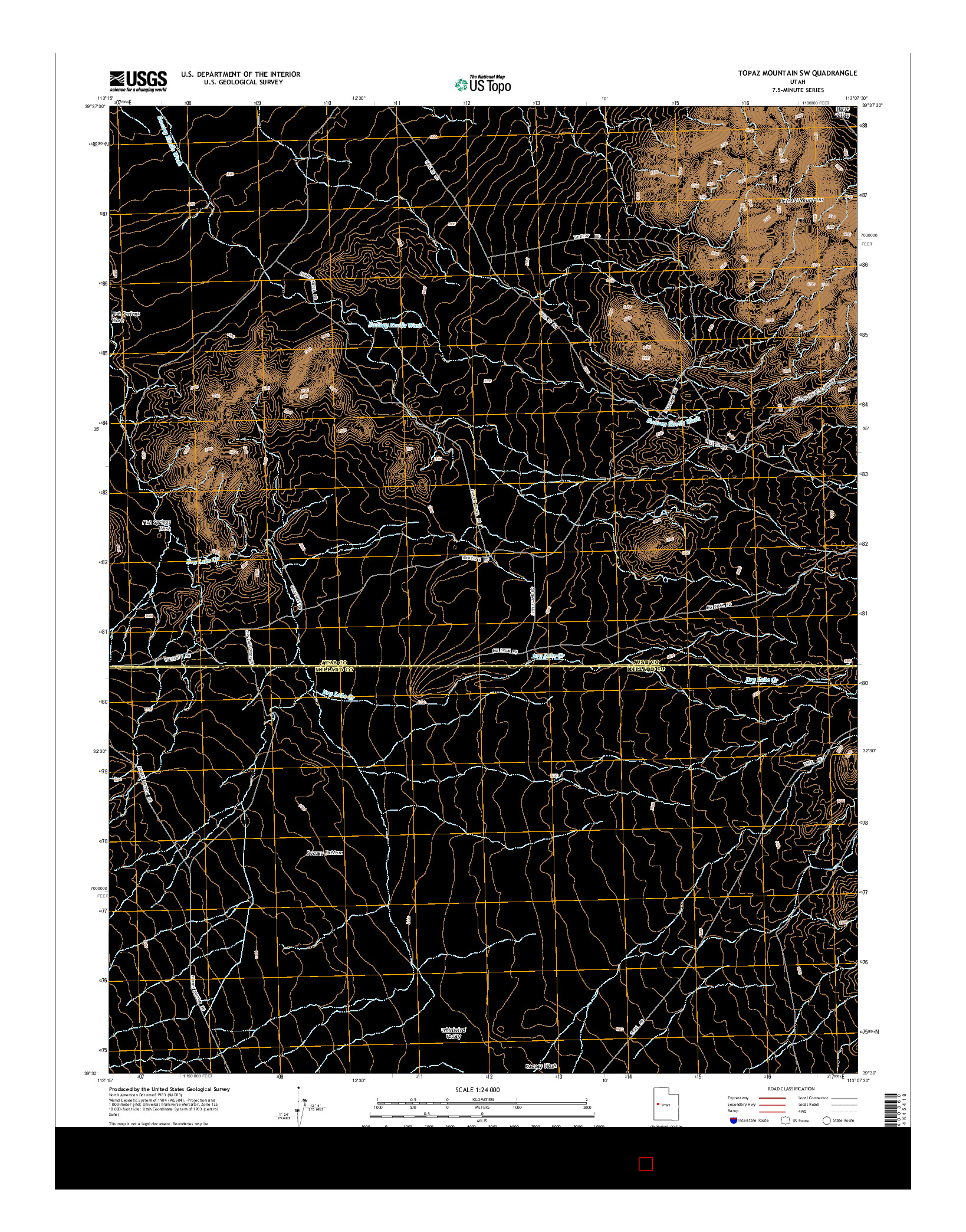 USGS US TOPO 7.5-MINUTE MAP FOR TOPAZ MOUNTAIN SW, UT 2014