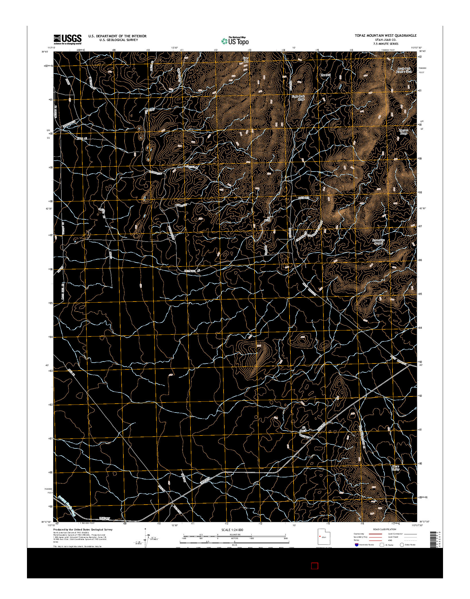 USGS US TOPO 7.5-MINUTE MAP FOR TOPAZ MOUNTAIN WEST, UT 2014