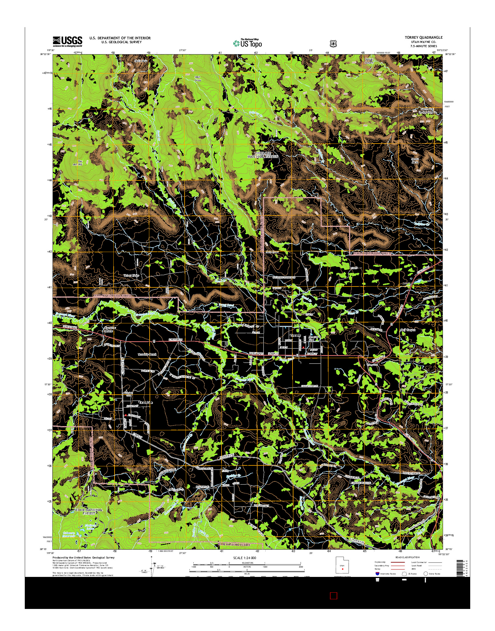 USGS US TOPO 7.5-MINUTE MAP FOR TORREY, UT 2014
