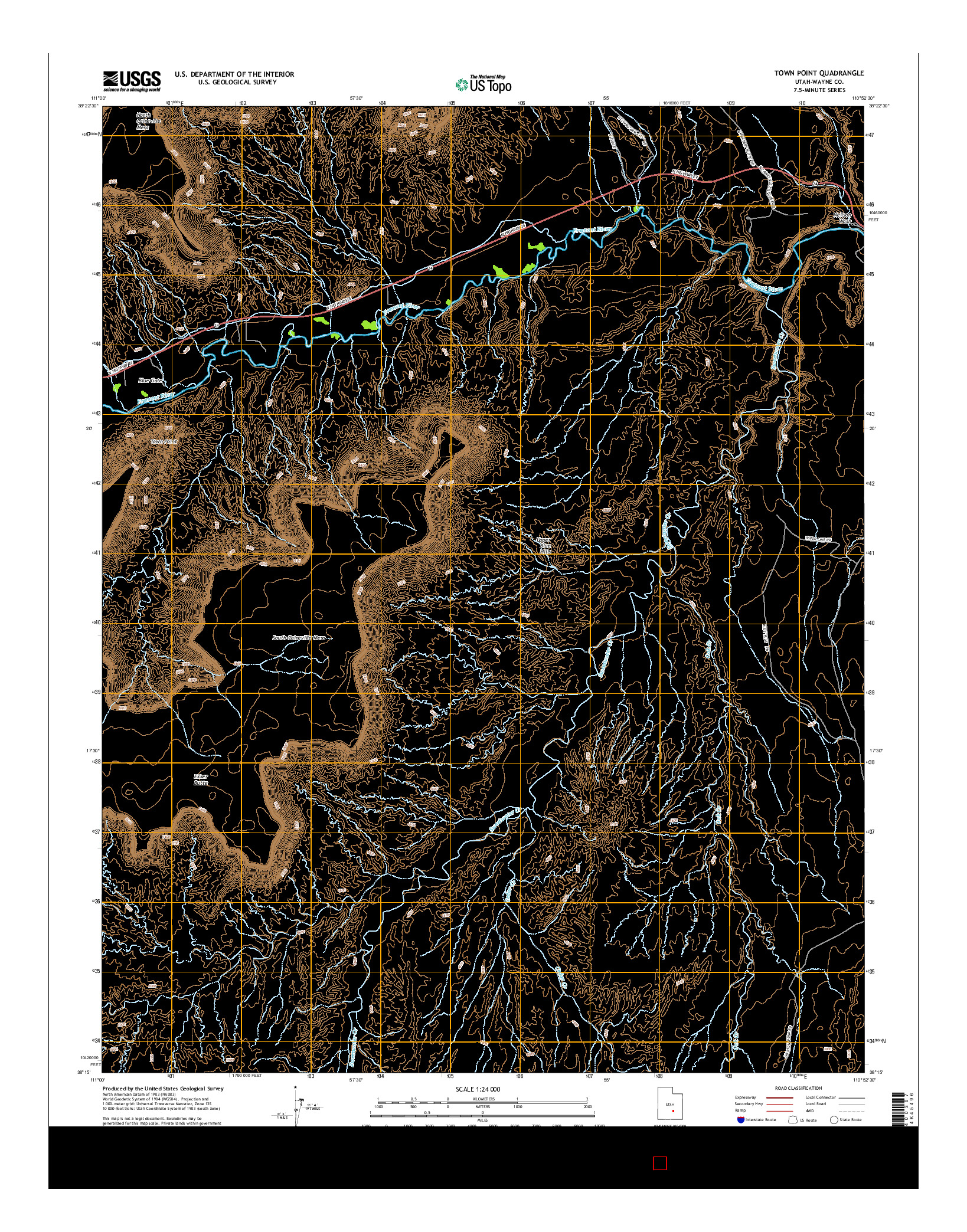 USGS US TOPO 7.5-MINUTE MAP FOR TOWN POINT, UT 2014