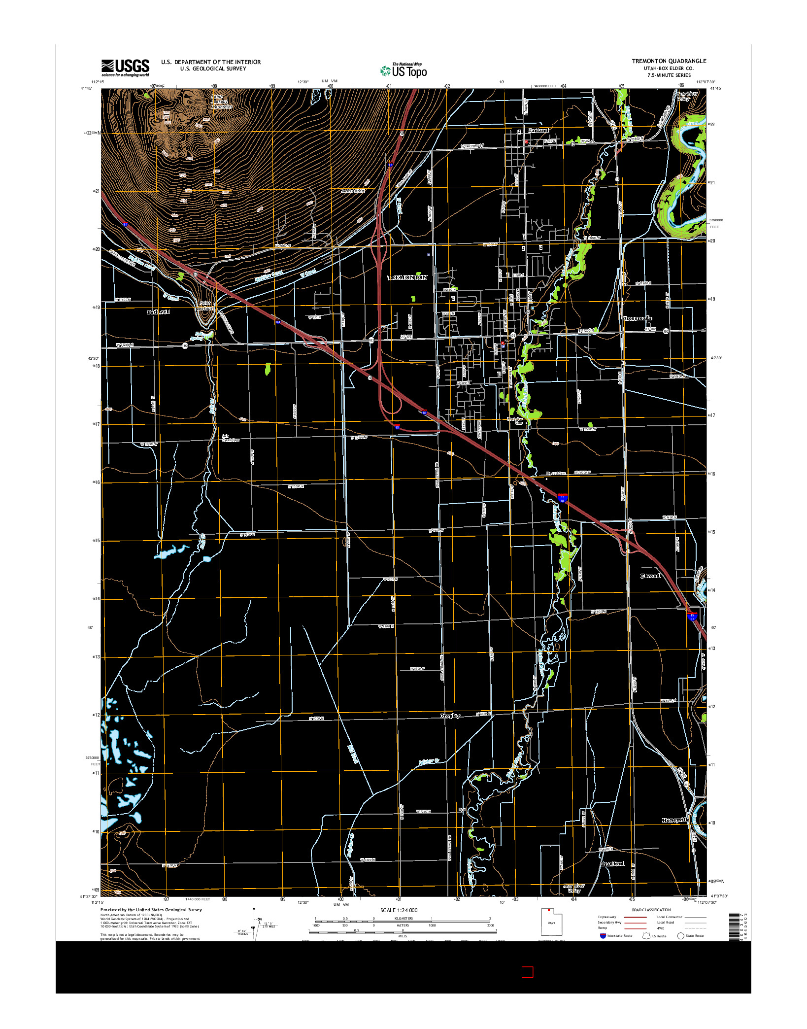 USGS US TOPO 7.5-MINUTE MAP FOR TREMONTON, UT 2014