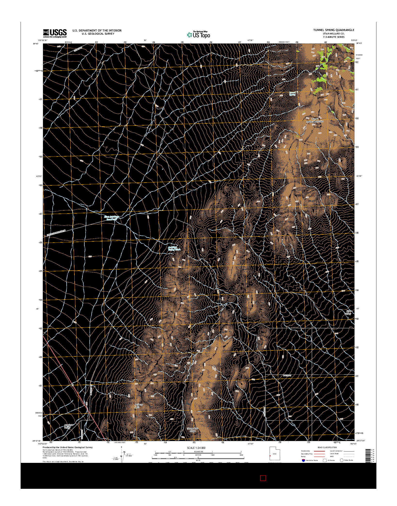 USGS US TOPO 7.5-MINUTE MAP FOR TUNNEL SPRING, UT 2014