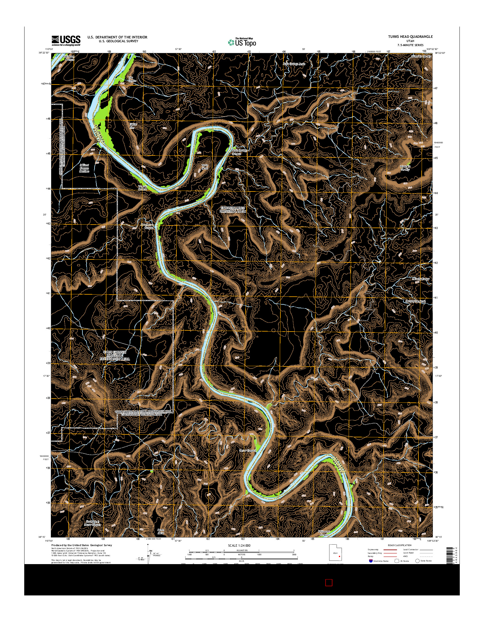 USGS US TOPO 7.5-MINUTE MAP FOR TURKS HEAD, UT 2014