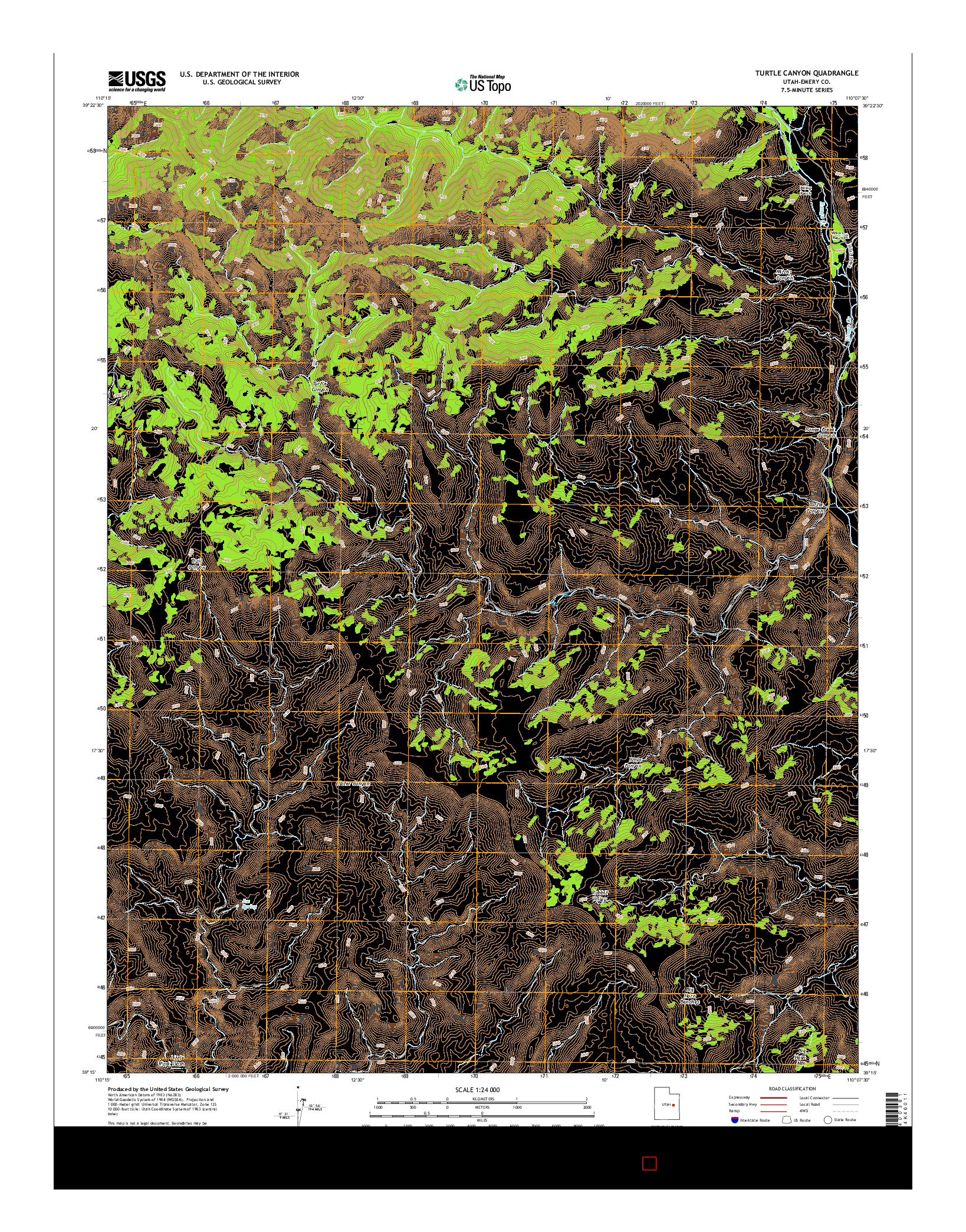 USGS US TOPO 7.5-MINUTE MAP FOR TURTLE CANYON, UT 2014