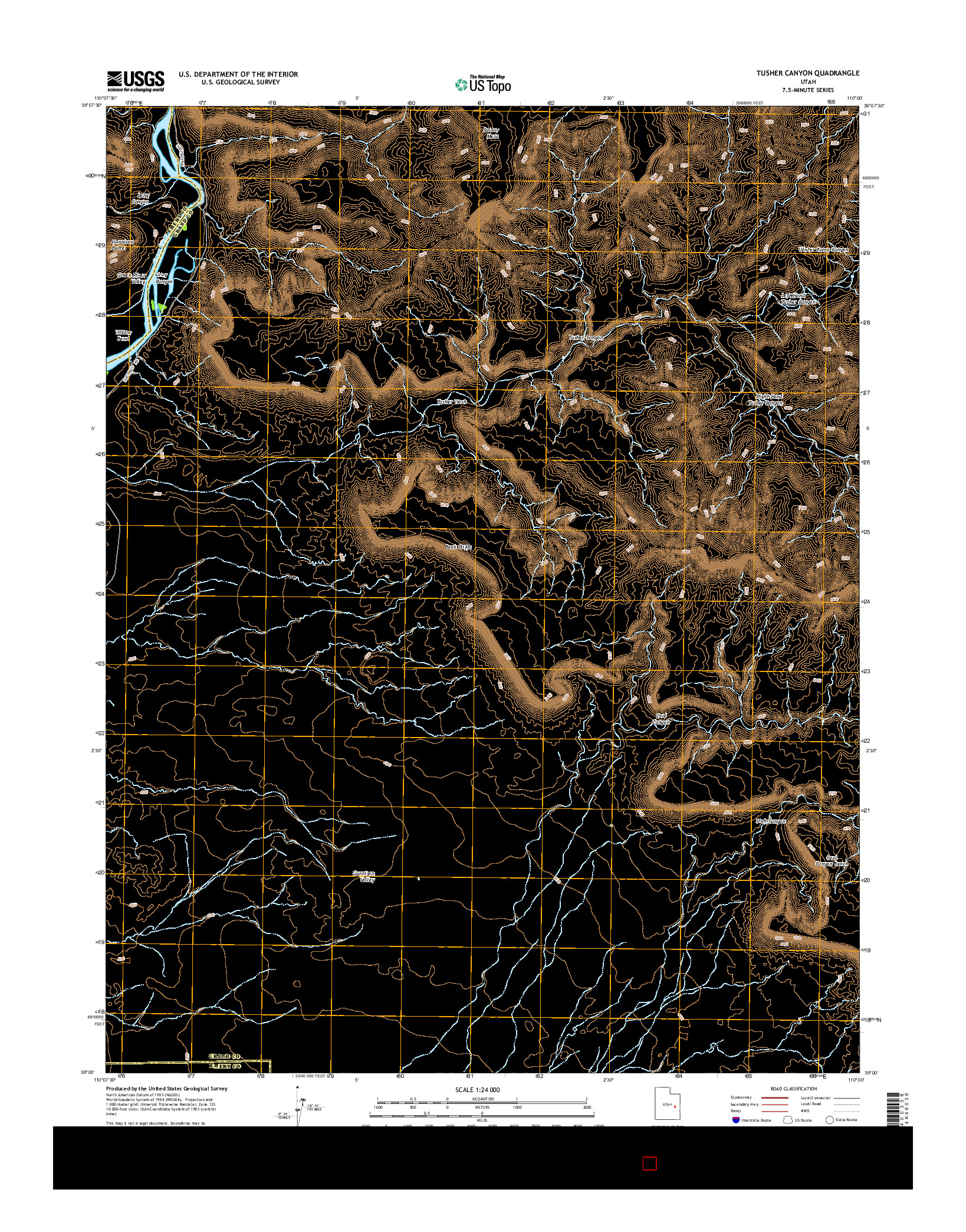 USGS US TOPO 7.5-MINUTE MAP FOR TUSHER CANYON, UT 2014