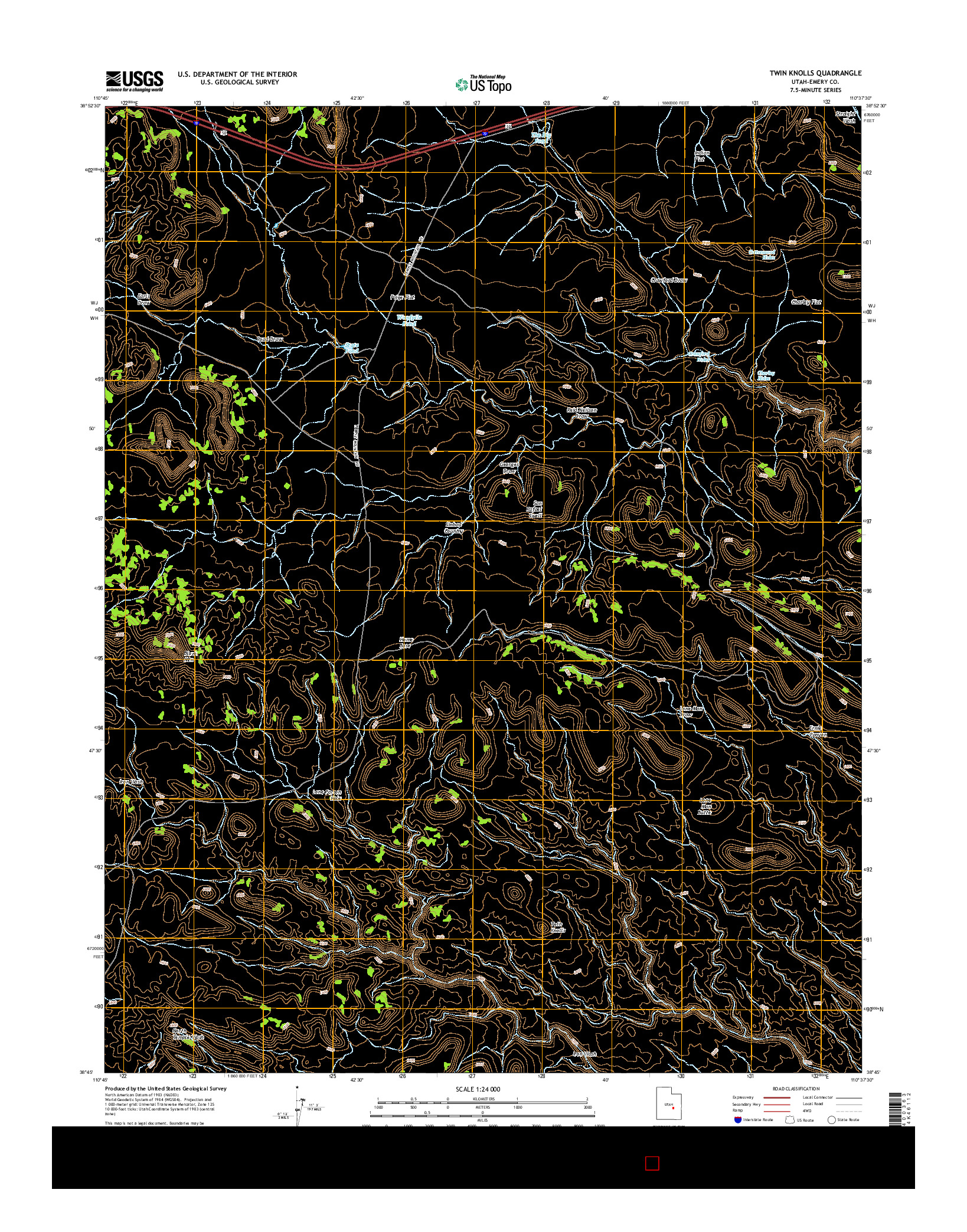 USGS US TOPO 7.5-MINUTE MAP FOR TWIN KNOLLS, UT 2014