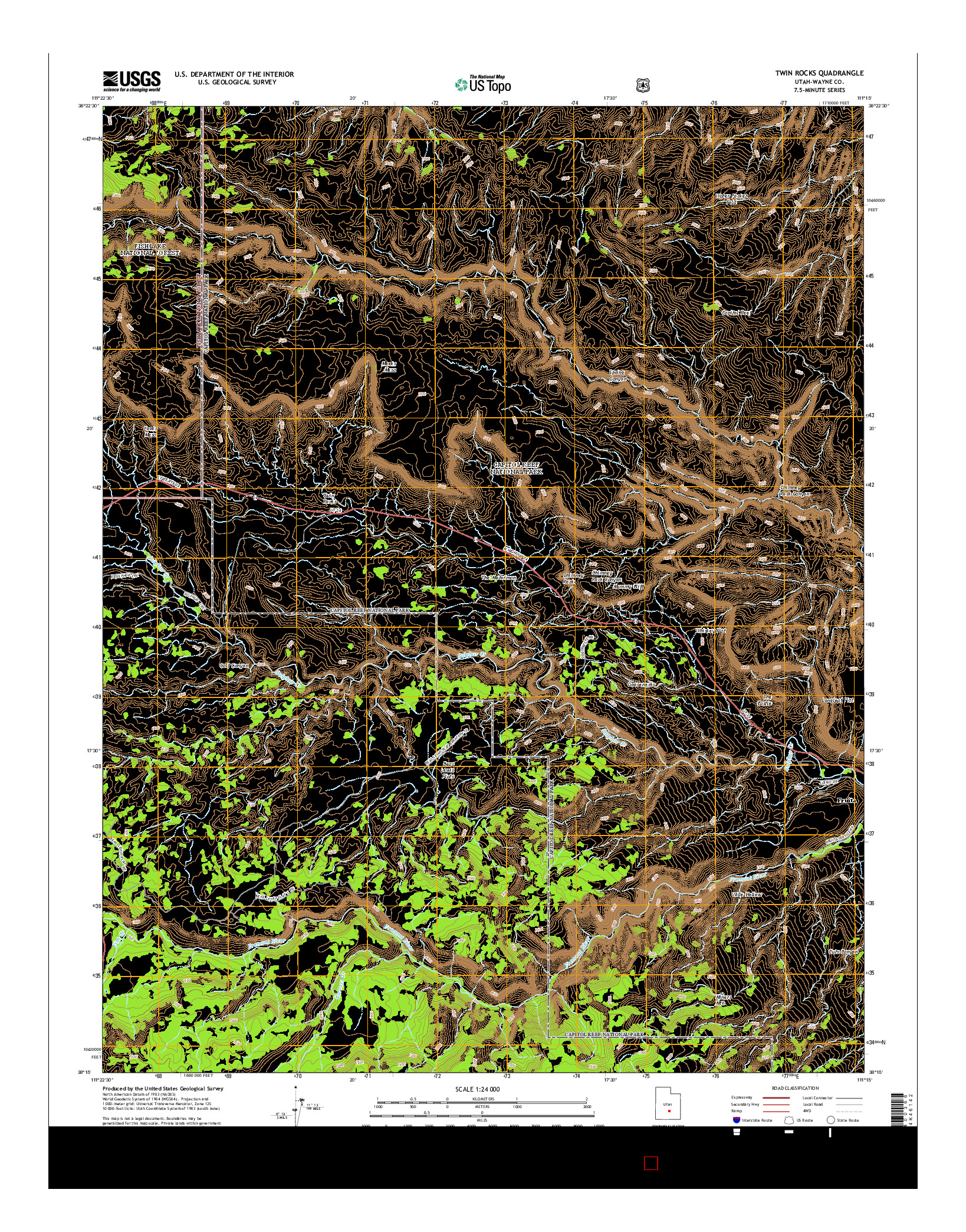 USGS US TOPO 7.5-MINUTE MAP FOR TWIN ROCKS, UT 2014