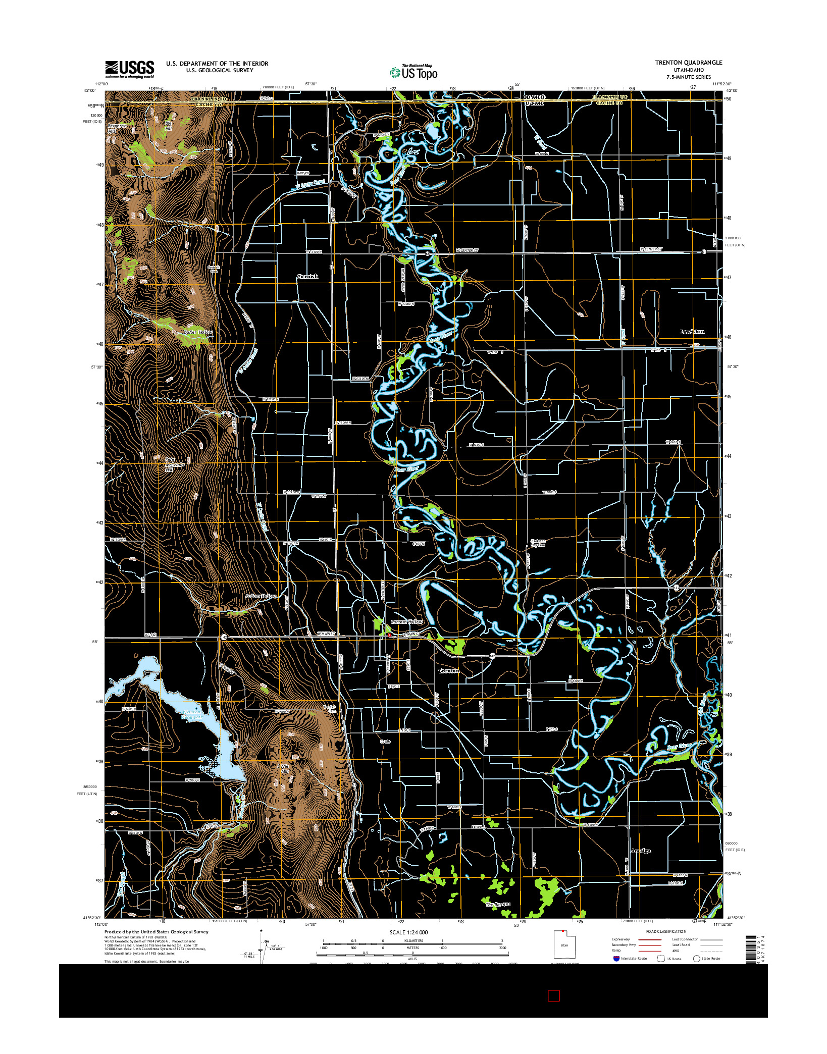 USGS US TOPO 7.5-MINUTE MAP FOR TRENTON, UT-ID 2014